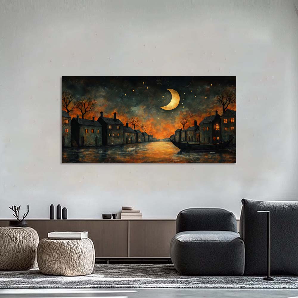 Orange Mysterious Horror Wall Art for Living Room Canvas Painting Prints Artwork Family Bedroom Office Decor