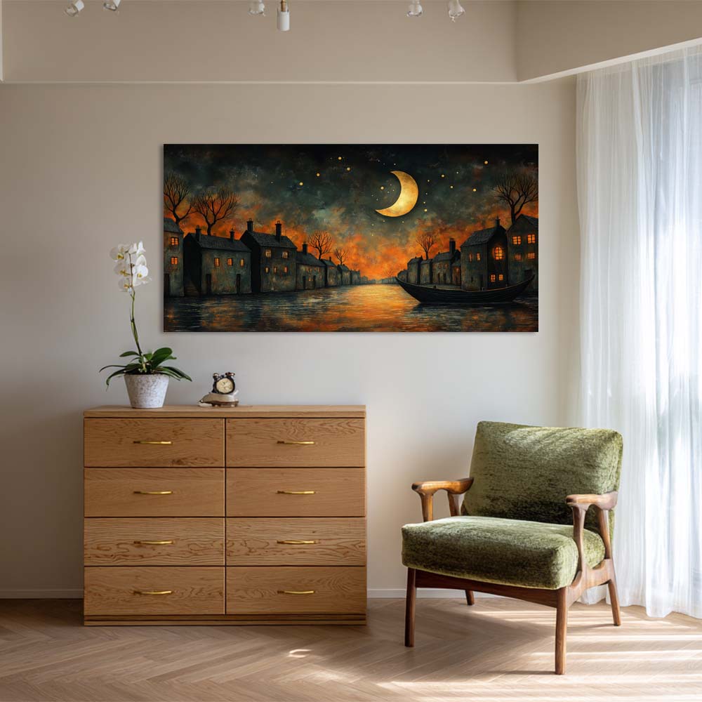 Orange Mysterious Horror Wall Art for Living Room Canvas Painting Prints Artwork Family Bedroom Office Decor