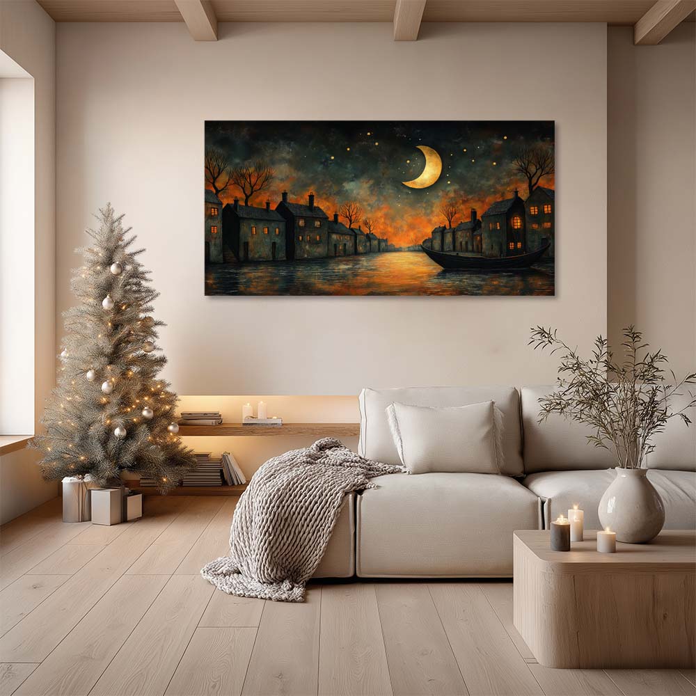 Orange Mysterious Horror Wall Art for Living Room Canvas Painting Prints Artwork Family Bedroom Office Decor