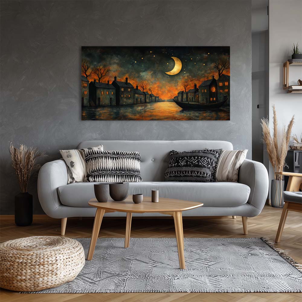 Orange Mysterious Horror Wall Art for Living Room Canvas Painting Prints Artwork Family Bedroom Office Decor