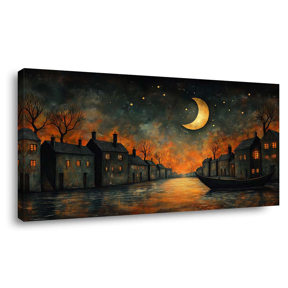 Orange Mysterious Horror Wall Art for Living Room Canvas Painting Prints Artwork Family Bedroom Office Decor