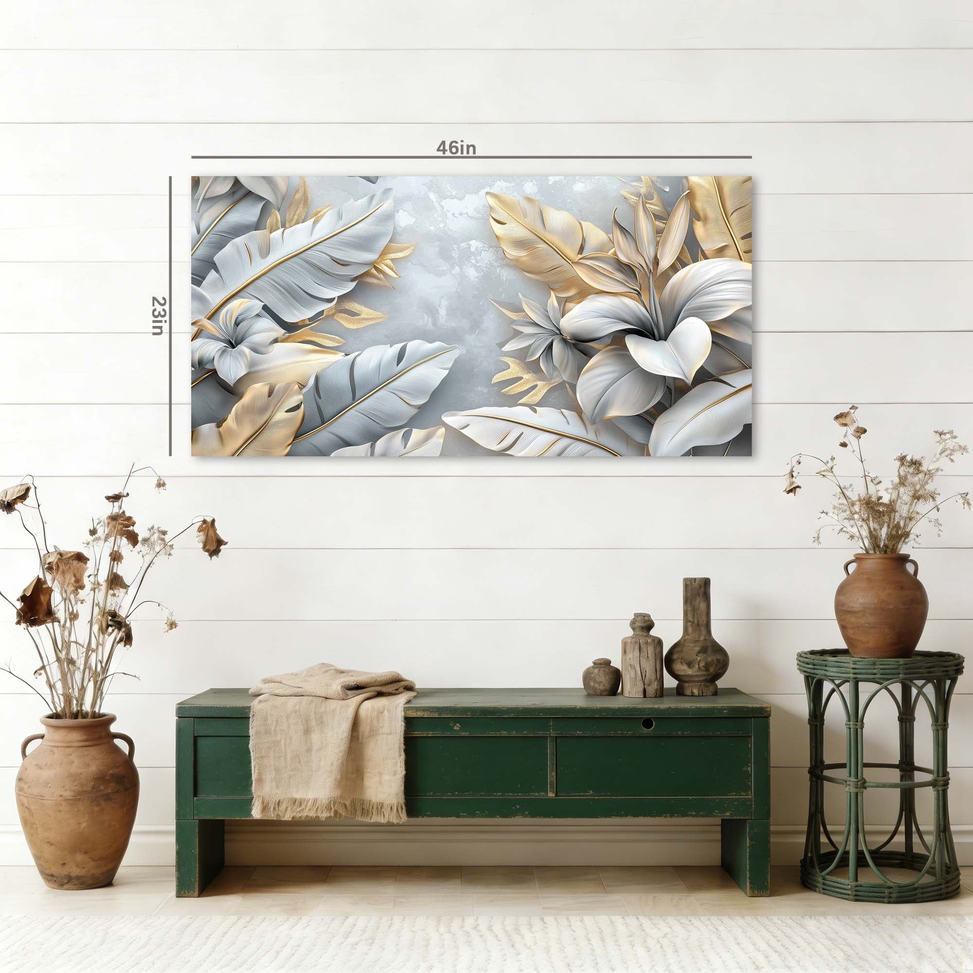 Silver Gray Tropical Nature Canvas Wall Art for Living Room Prints Artwork Bedroom Office Decor