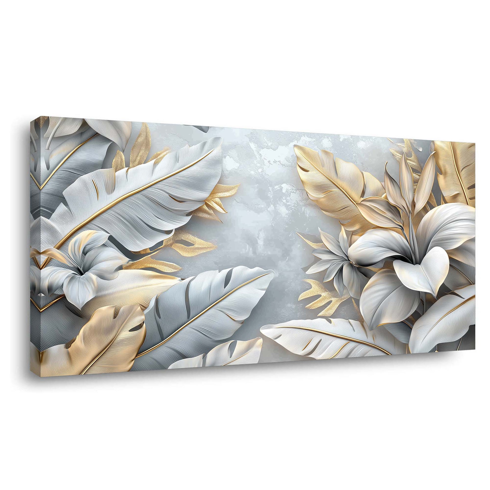Silver Gray Tropical Nature Canvas Wall Art for Living Room Prints Artwork Bedroom Office Decor