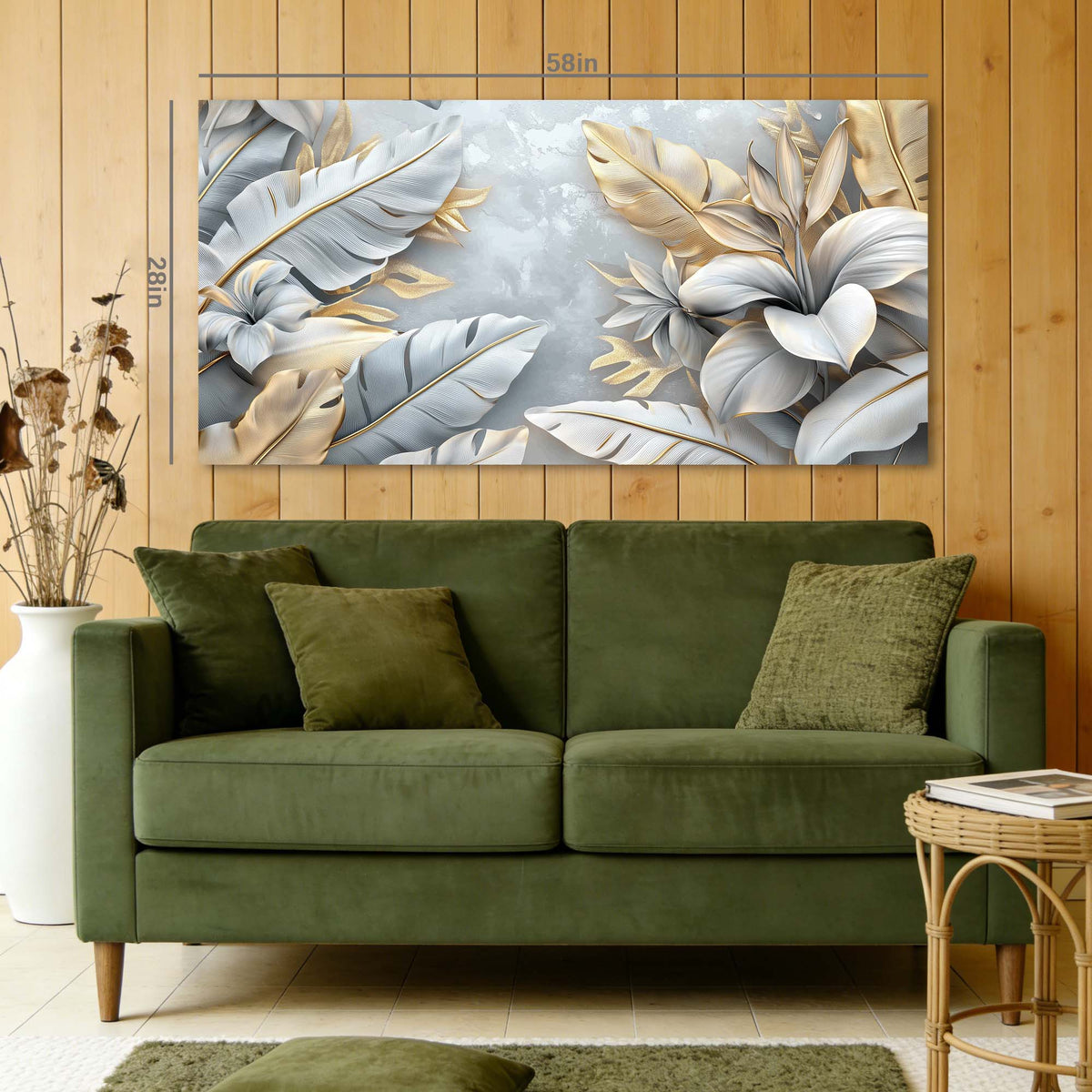 Silver Gray Tropical Nature Canvas Wall Art for Living Room Prints Artwork Bedroom Office Decor