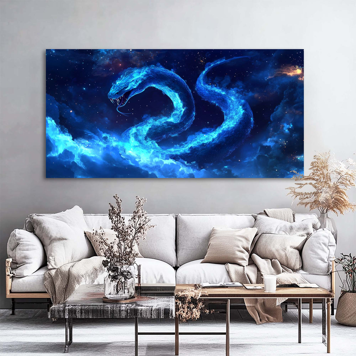 Blue Mysterious Horror Canvas Wall Art for Living Room Prints Artwork Bedroom Office Decor
