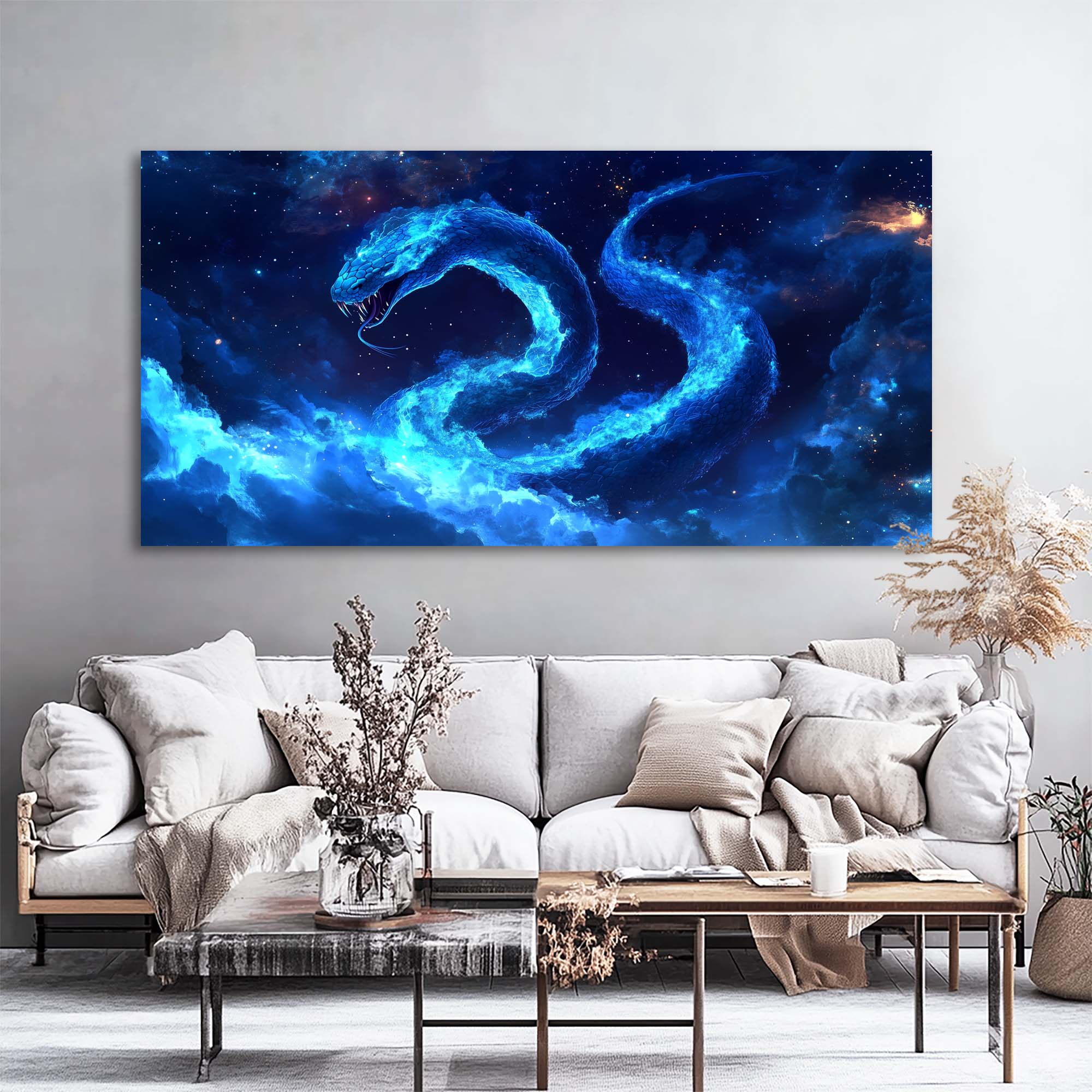 Blue Mysterious Horror Canvas Wall Art for Living Room Prints Artwork Bedroom Office Decor