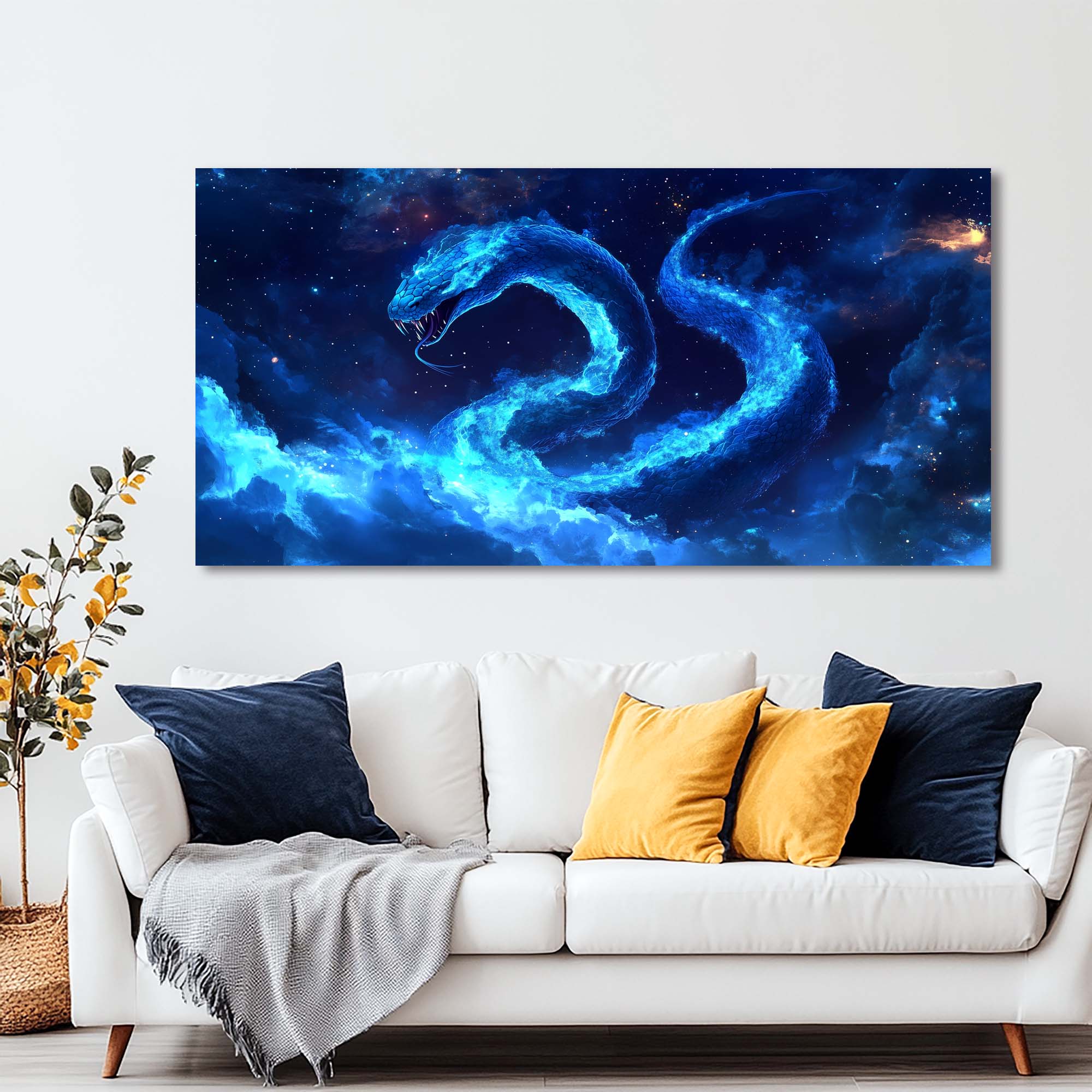 Blue Mysterious Horror Canvas Wall Art for Living Room Prints Artwork Bedroom Office Decor