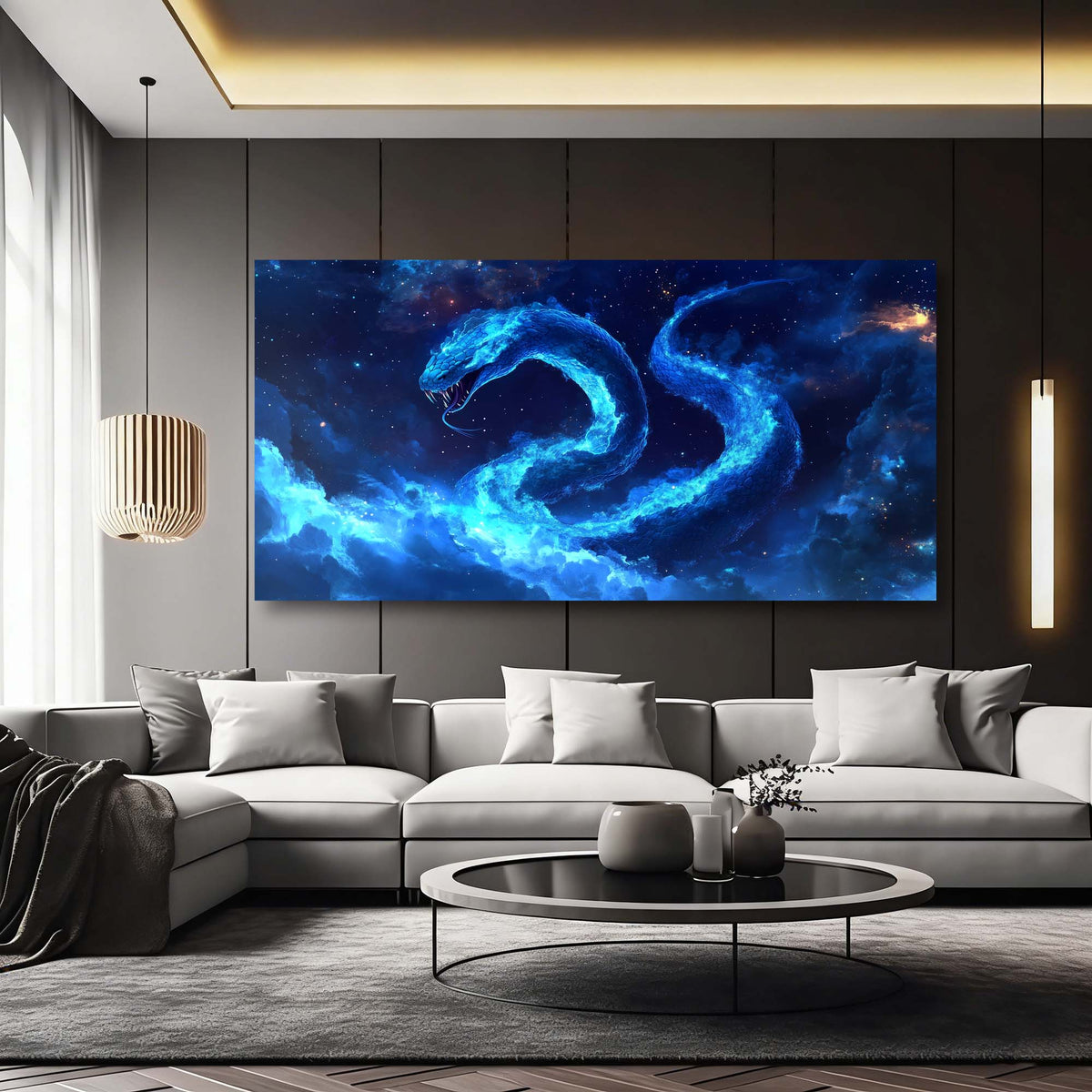 Blue Mysterious Horror Canvas Wall Art for Living Room Prints Artwork Bedroom Office Decor