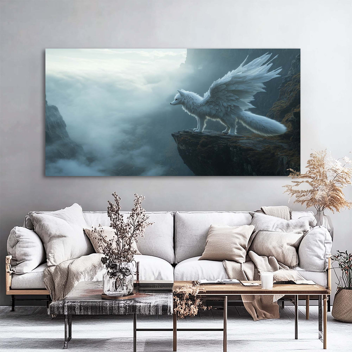 White Fantasy Nature Canvas Wall Art for Living Room Prints Artwork Bedroom Office Decor