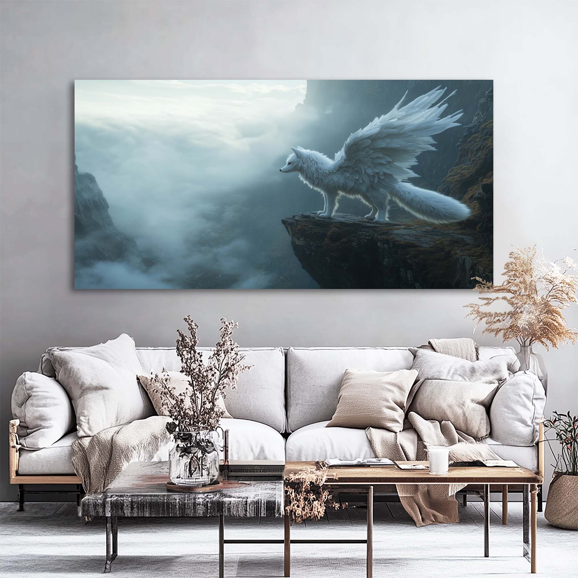 White Fantasy Nature Canvas Wall Art for Living Room Prints Artwork Bedroom Office Decor