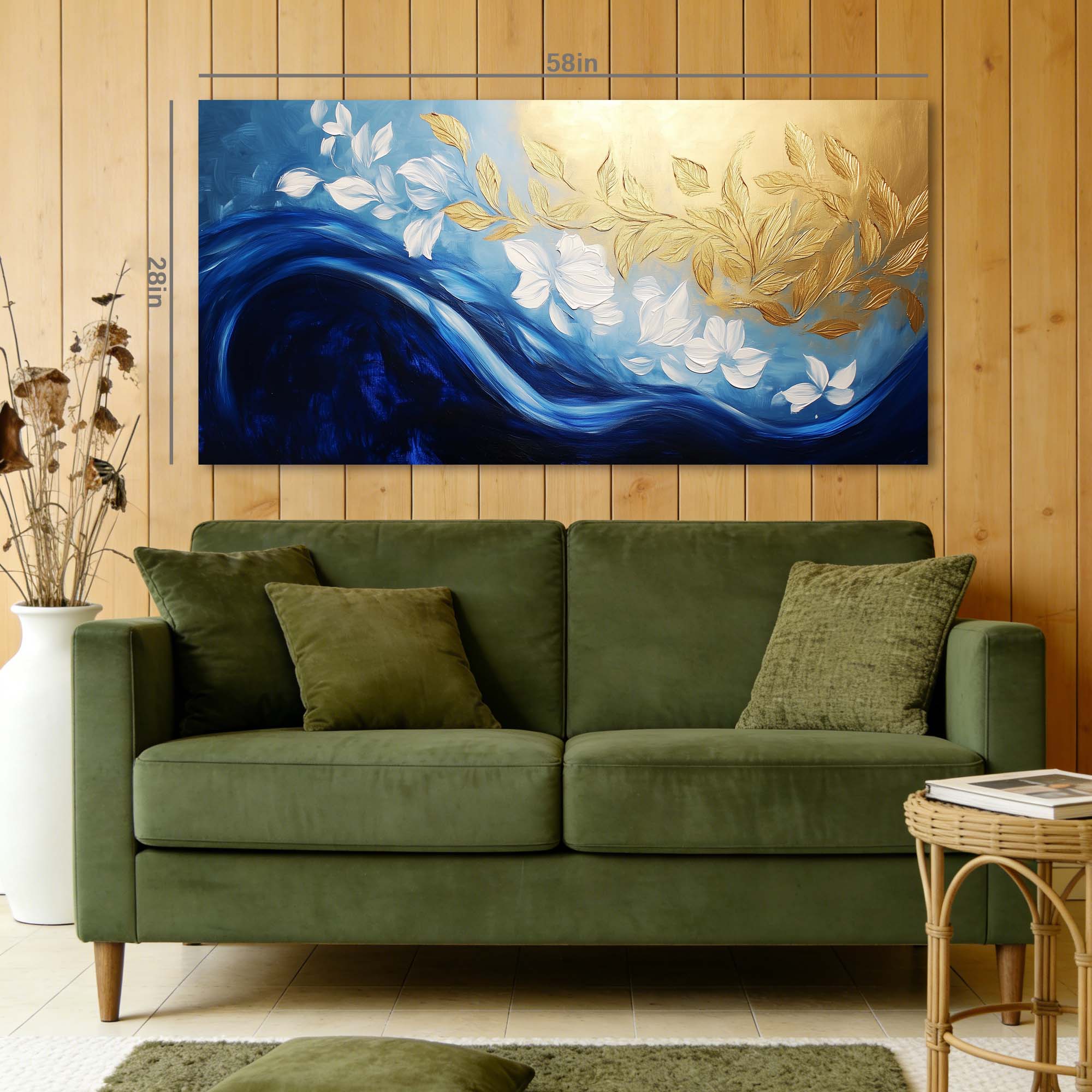 Navy Blue Wildlife Nature Wall Art Modern Canvas Painting Prints Artwork Office Hallway Bedroom Living Room Decor