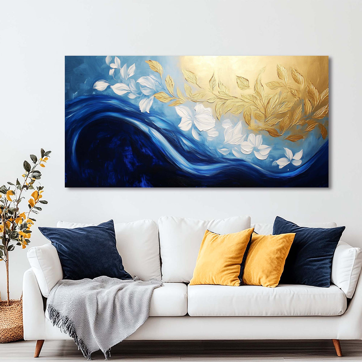 Navy Blue Wildlife Nature Wall Art Modern Canvas Painting Prints Artwork Office Hallway Bedroom Living Room Decor