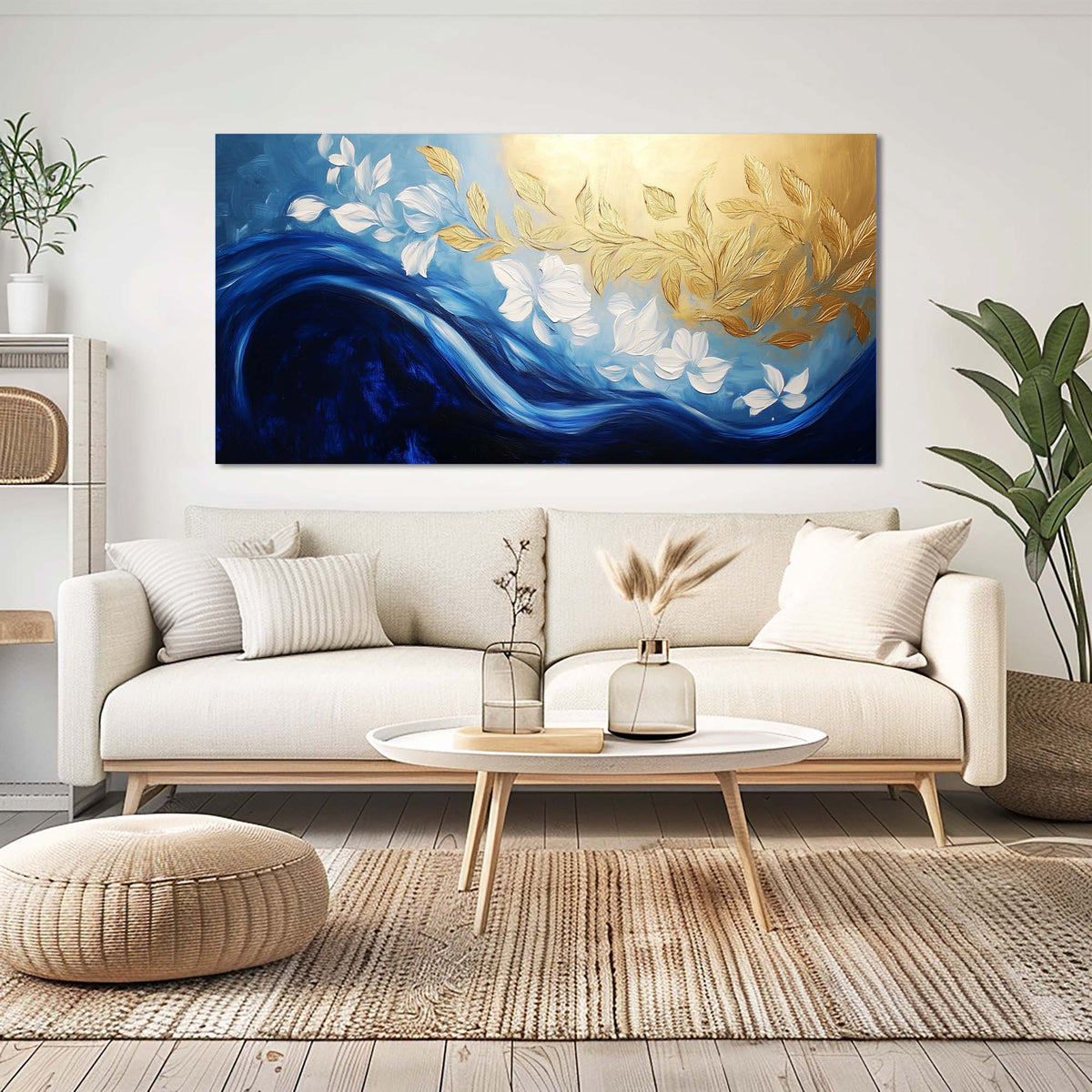Navy Blue Wildlife Nature Wall Art Modern Canvas Painting Prints Artwork Office Hallway Bedroom Living Room Decor