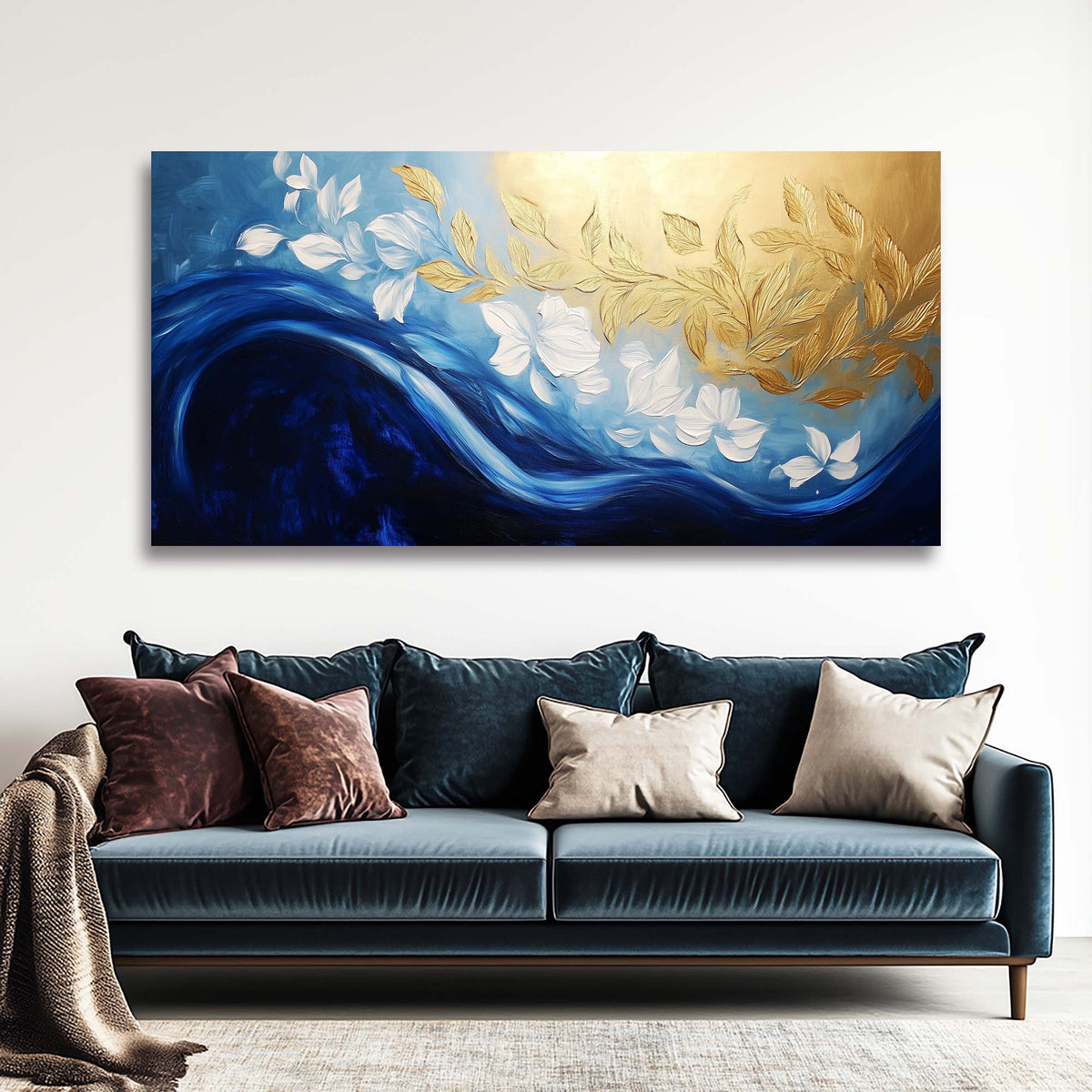 Navy Blue Wildlife Nature Wall Art Modern Canvas Painting Prints Artwork Office Hallway Bedroom Living Room Decor