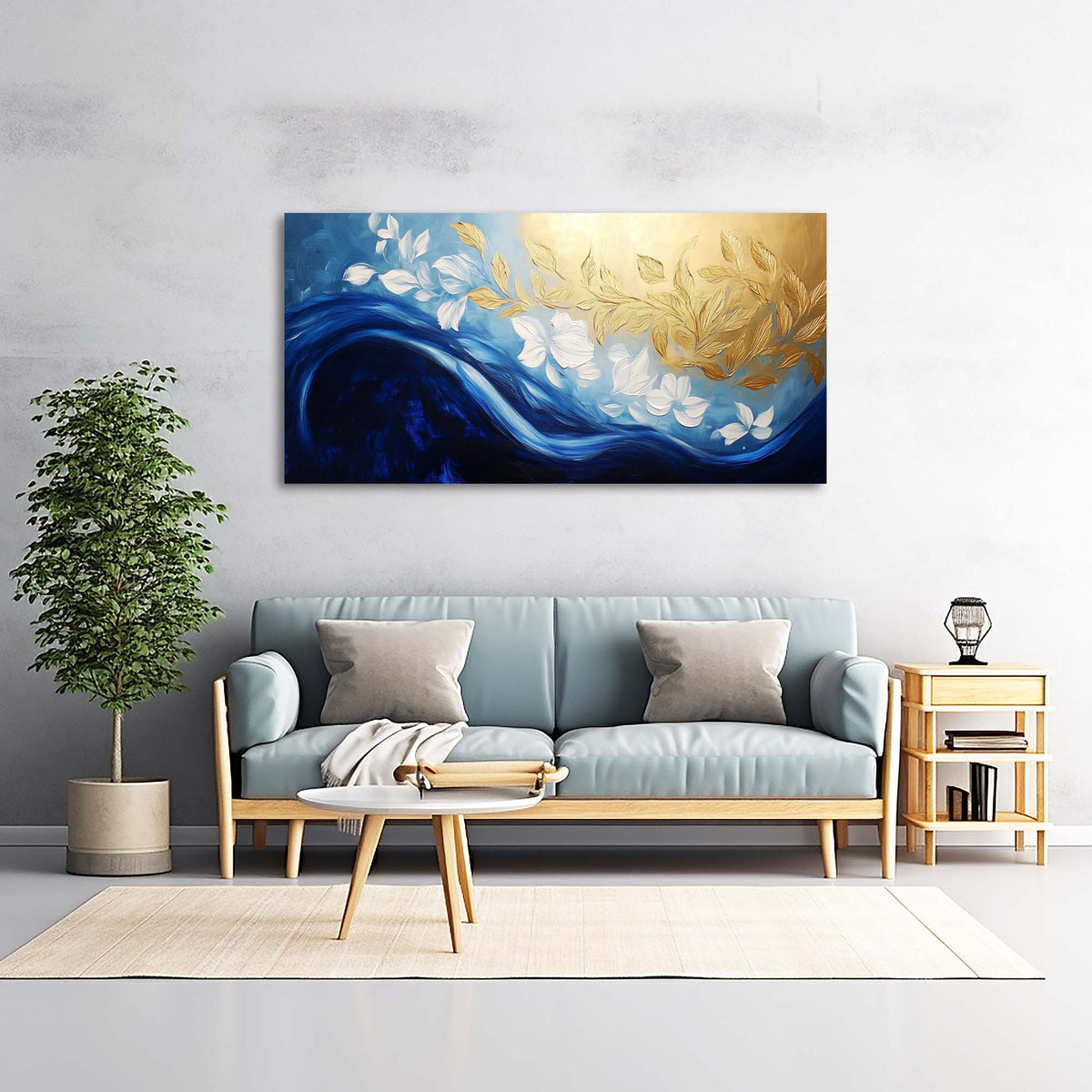Navy Blue Wildlife Nature Wall Art Modern Canvas Painting Prints Artwork Office Hallway Bedroom Living Room Decor