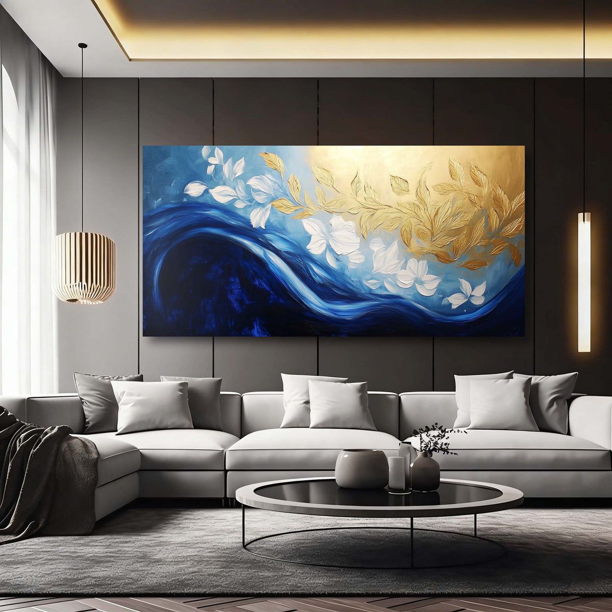 Navy Blue Wildlife Nature Wall Art Modern Canvas Painting Prints Artwork Office Hallway Bedroom Living Room Decor