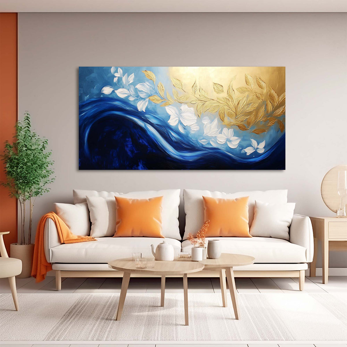 Navy Blue Wildlife Nature Wall Art Modern Canvas Painting Prints Artwork Office Hallway Bedroom Living Room Decor