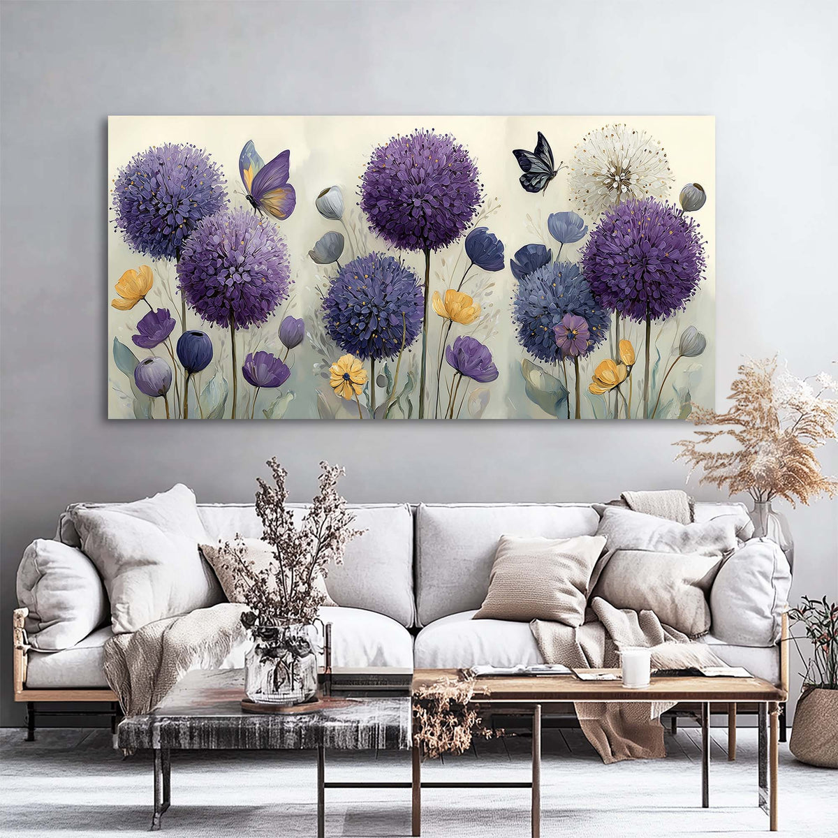 Purple Pretty Floral Wall Art Canvas Painting Prints Artwor Office Bedroom Living Room Decor