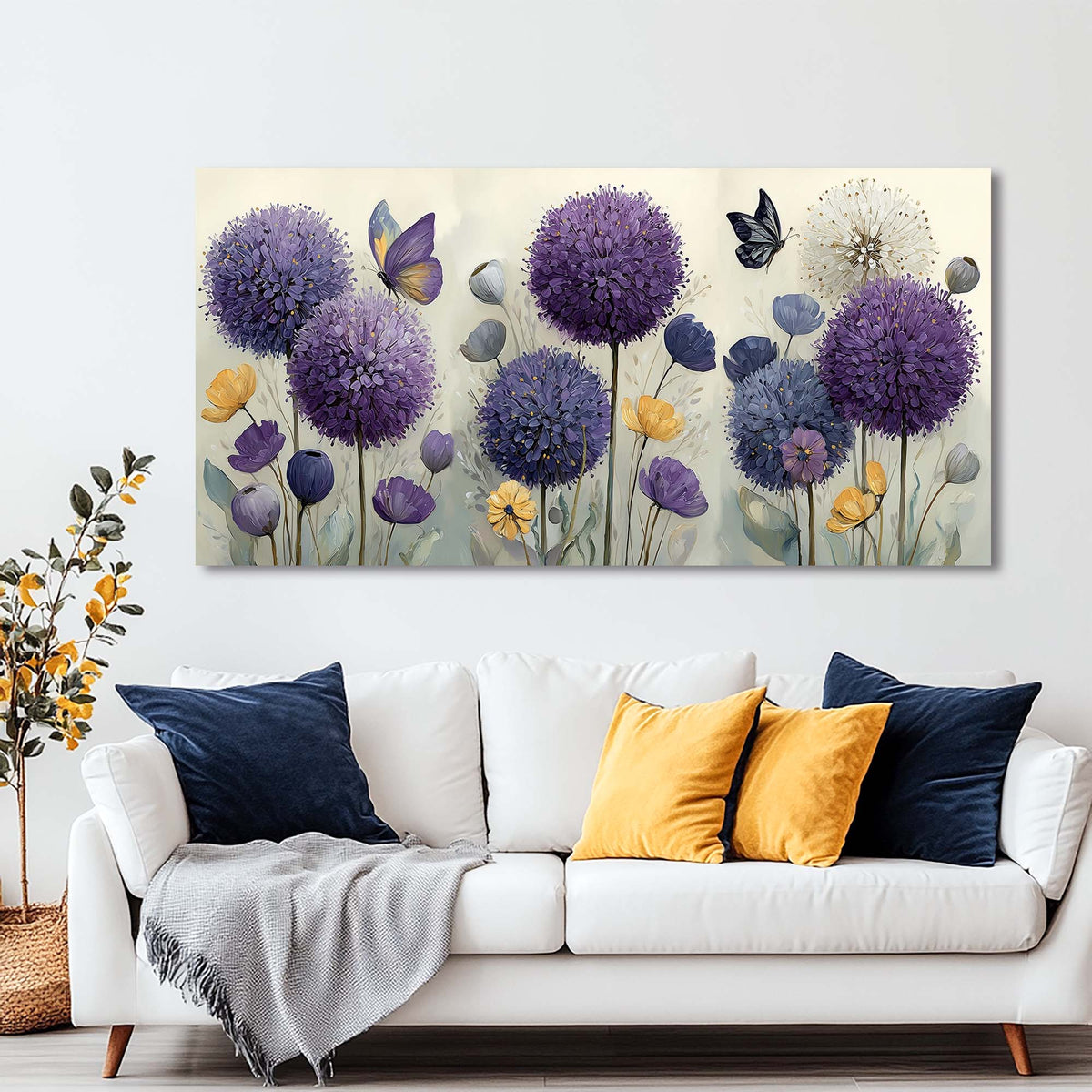Purple Pretty Floral Wall Art Canvas Painting Prints Artwor Office Bedroom Living Room Decor