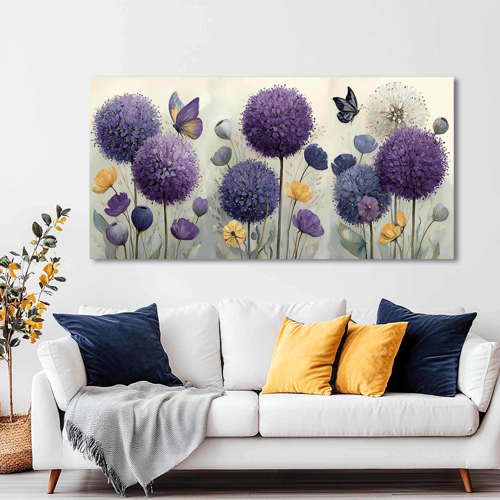 Purple Pretty Floral Wall Art Canvas Painting Prints Artwor Office Bedroom Living Room Decor