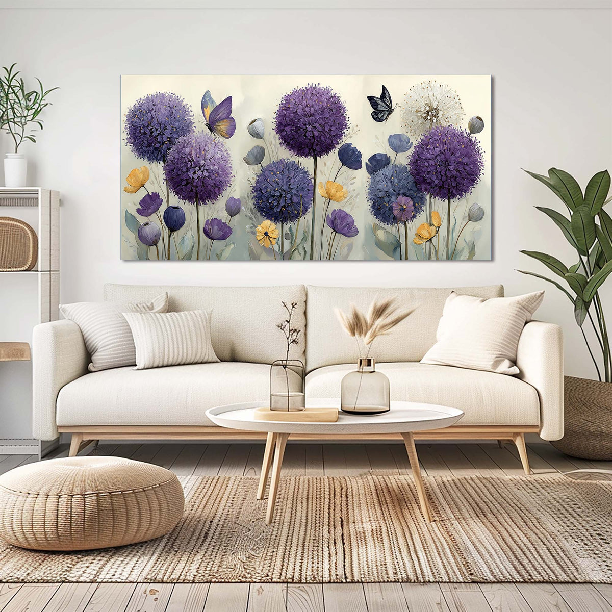 Purple Pretty Floral Wall Art Canvas Painting Prints Artwor Office Bedroom Living Room Decor