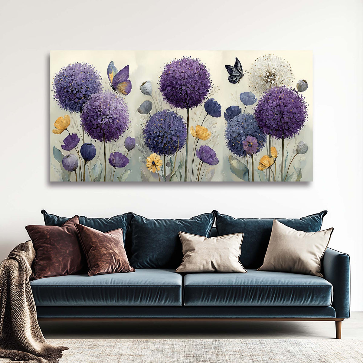 Purple Pretty Floral Wall Art Canvas Painting Prints Artwor Office Bedroom Living Room Decor