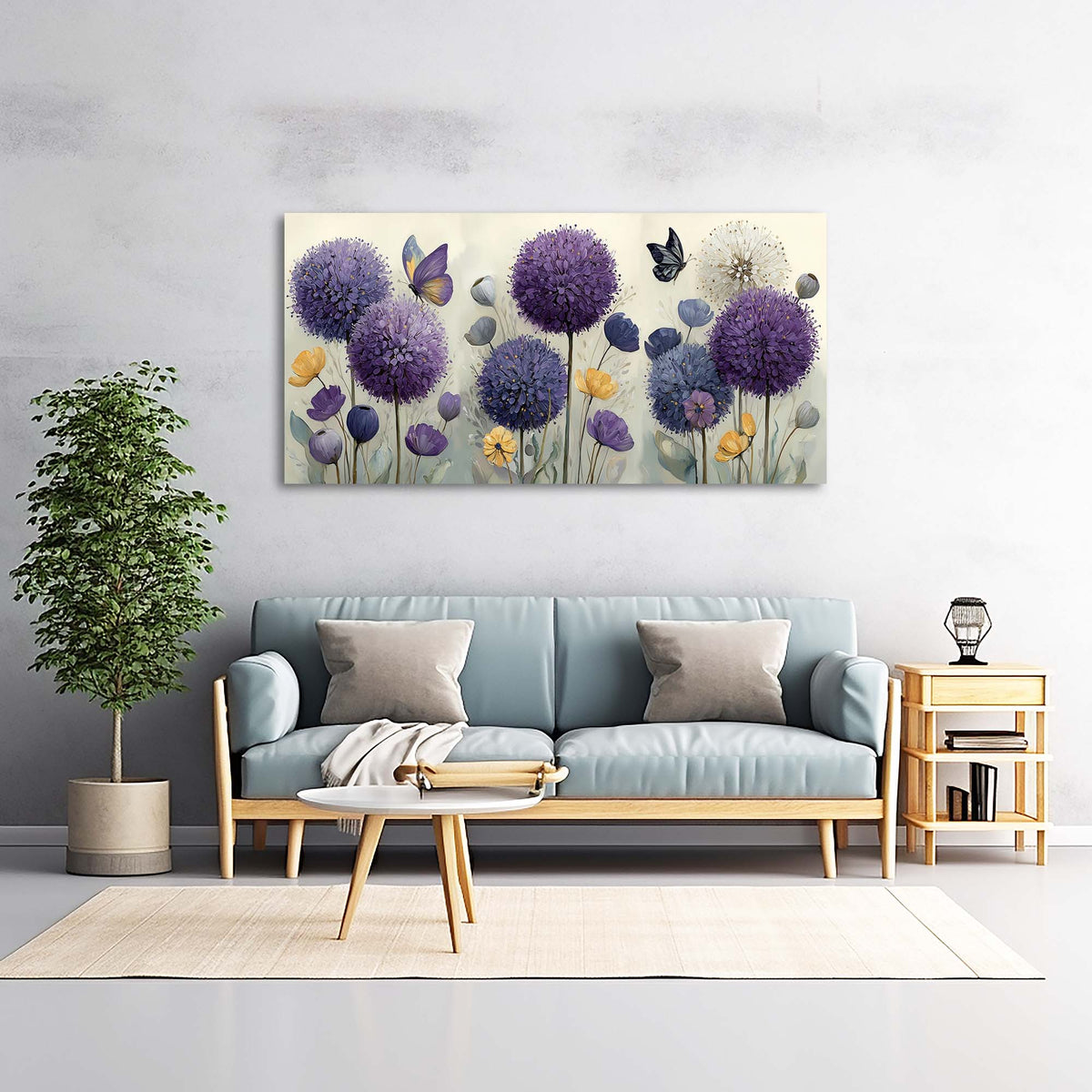 Purple Pretty Floral Wall Art Canvas Painting Prints Artwor Office Bedroom Living Room Decor