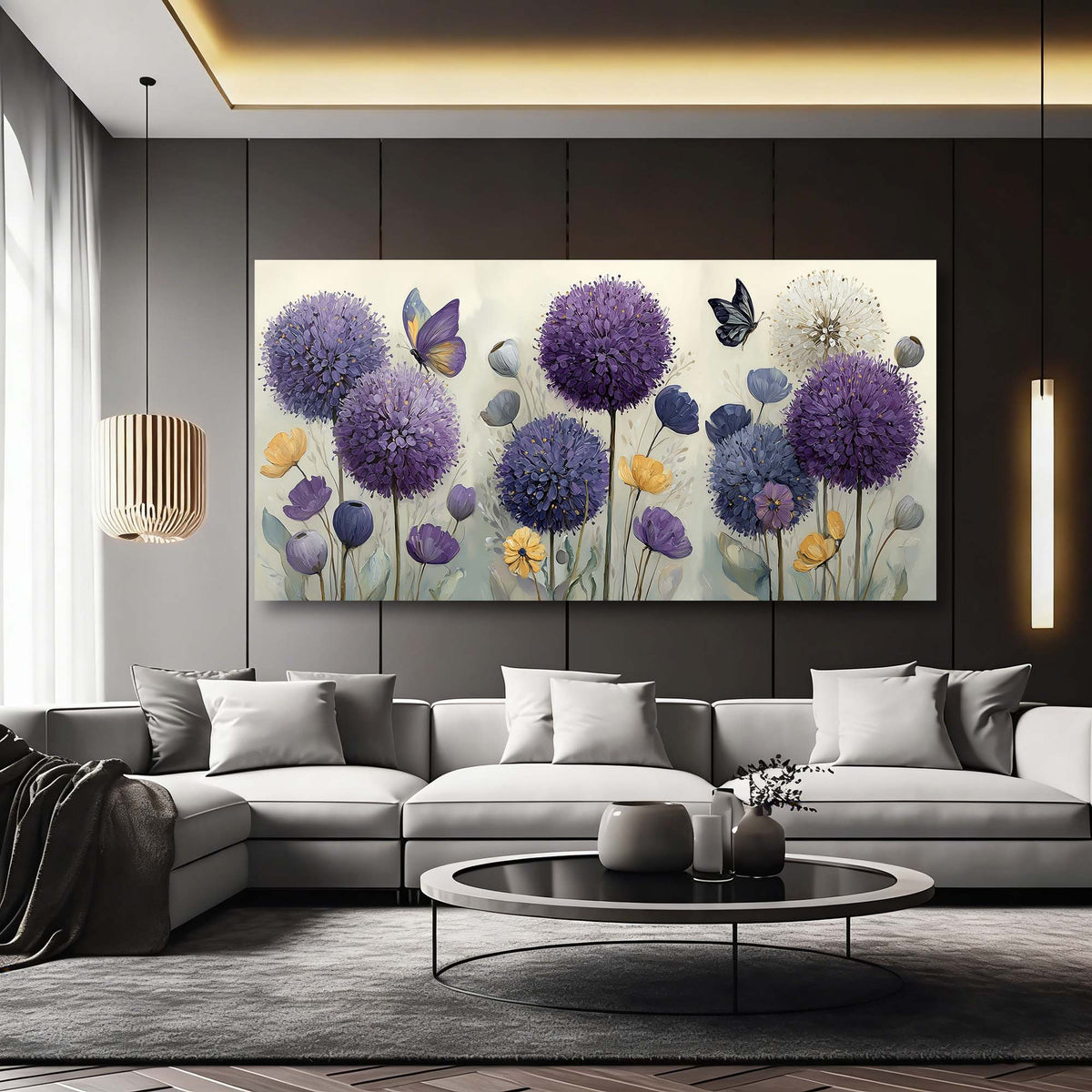 Purple Pretty Floral Wall Art Canvas Painting Prints Artwor Office Bedroom Living Room Decor