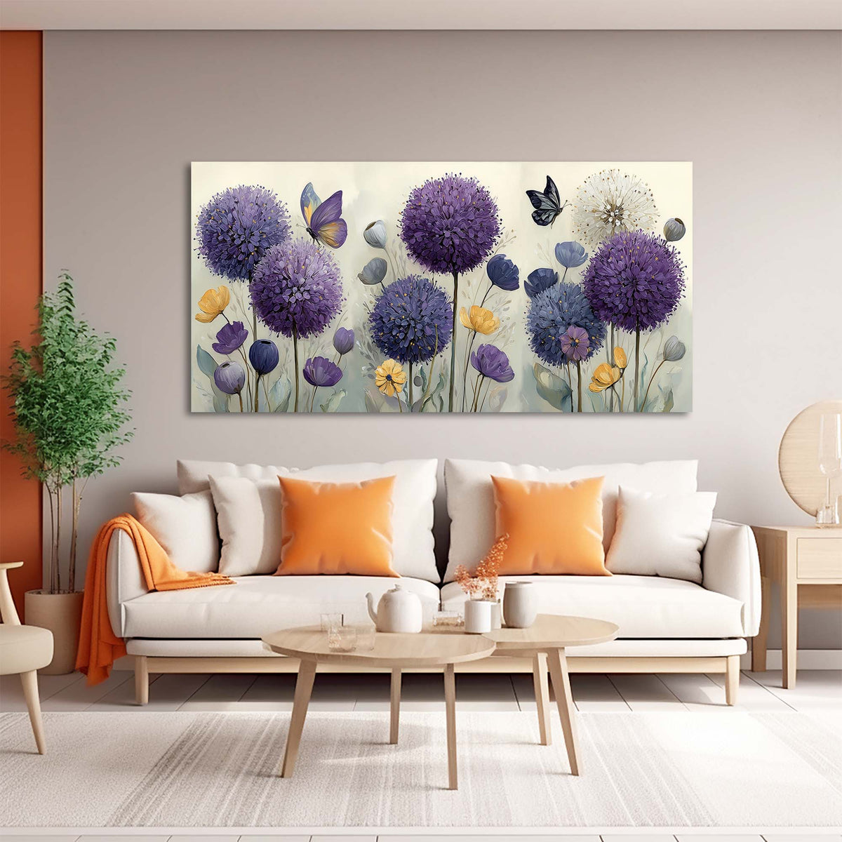 Purple Pretty Floral Wall Art Canvas Painting Prints Artwor Office Bedroom Living Room Decor