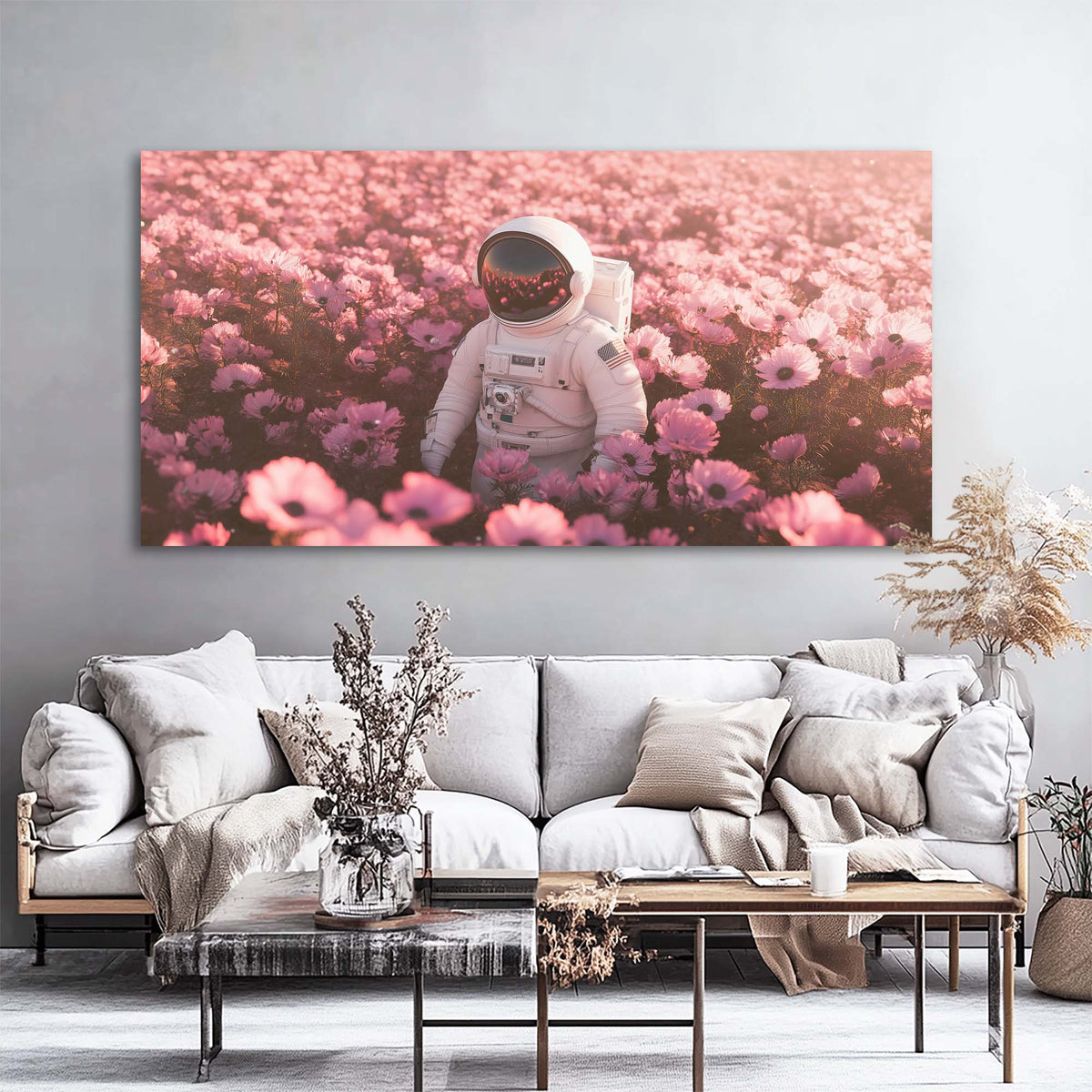 Khaki Mysterious Floral Wall Art for Living Room Canvas Painting Prints Artwork Family Bedroom Office Decor