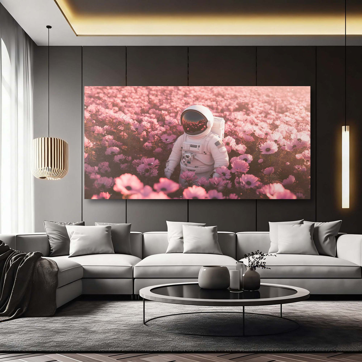 Khaki Mysterious Floral Wall Art for Living Room Canvas Painting Prints Artwork Family Bedroom Office Decor
