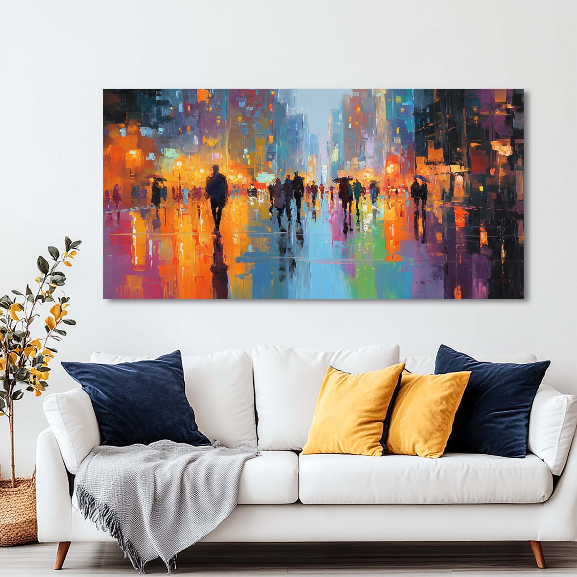 Orange Urban Maps Wall Art Modern Canvas Painting Prints Artwork Office Hallway Bedroom Living Room Decor