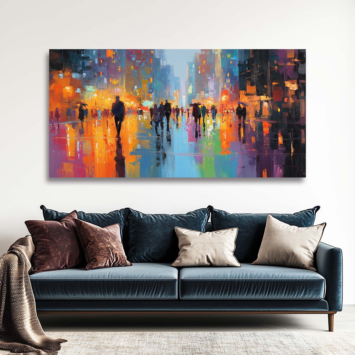 Orange Urban Maps Wall Art Modern Canvas Painting Prints Artwork Office Hallway Bedroom Living Room Decor
