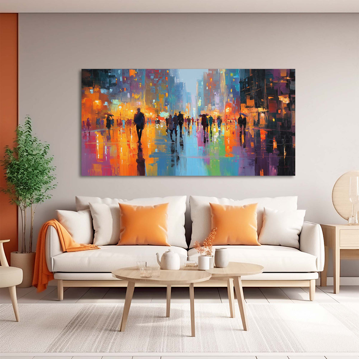 Orange Urban Maps Wall Art Modern Canvas Painting Prints Artwork Office Hallway Bedroom Living Room Decor