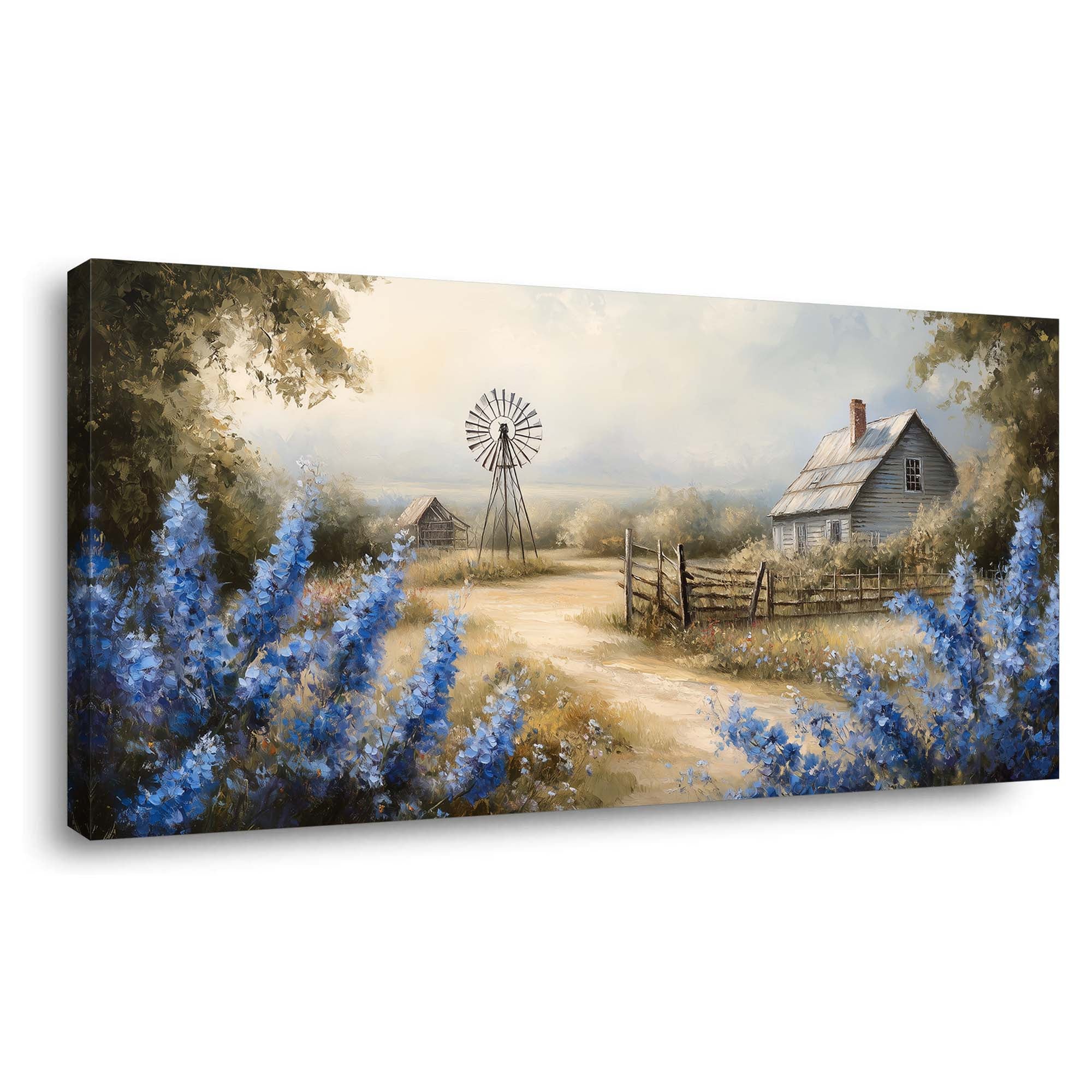 Blue Country Nature Canvas Wall Art for Living Room Prints Artwork Bedroom Office Decor
