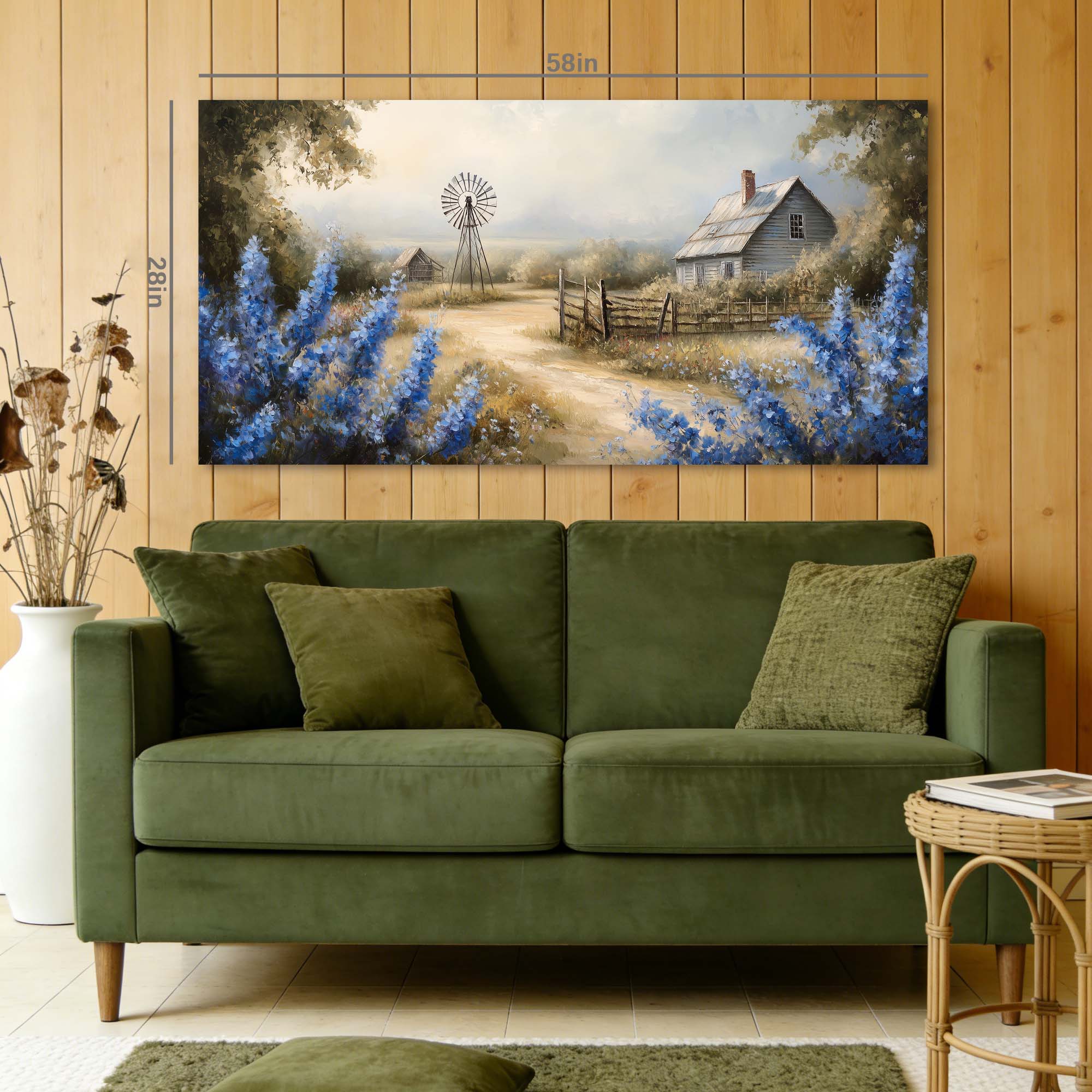 Blue Country Nature Canvas Wall Art for Living Room Prints Artwork Bedroom Office Decor