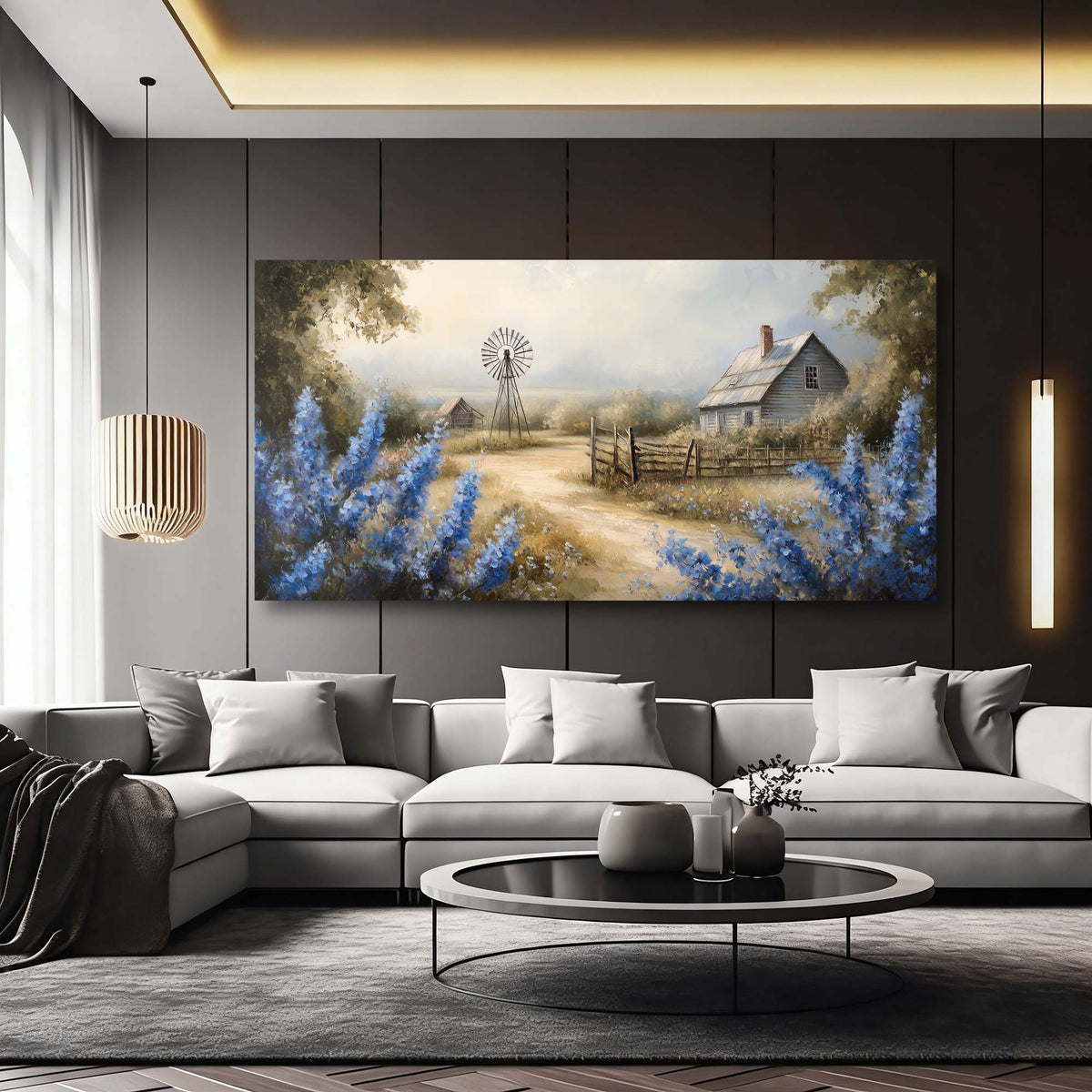 Blue Country Nature Canvas Wall Art for Living Room Prints Artwork Bedroom Office Decor