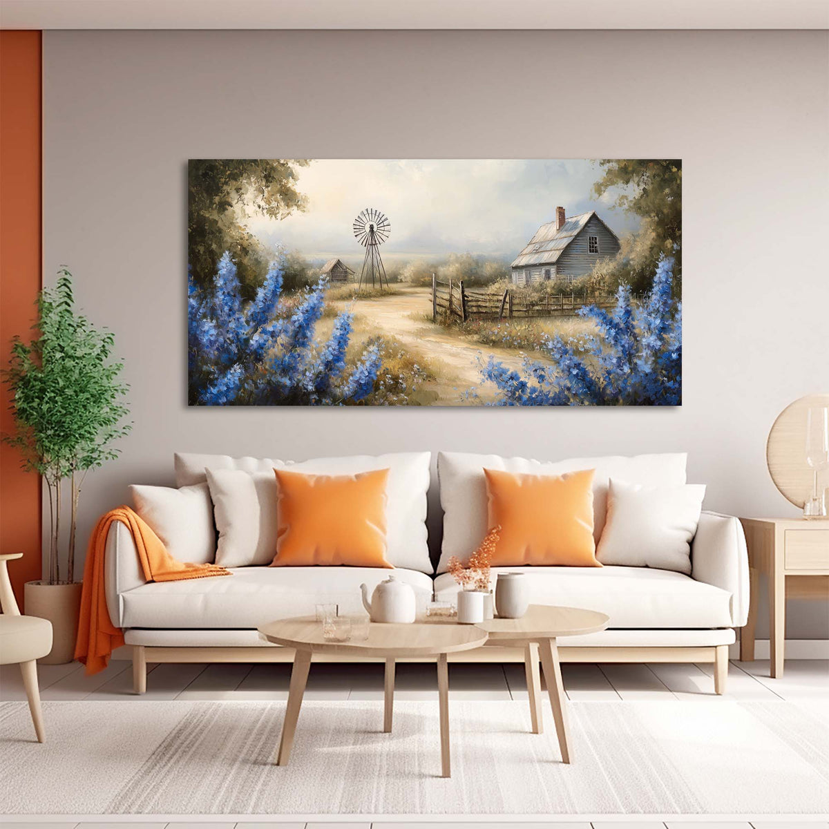 Blue Country Nature Canvas Wall Art for Living Room Prints Artwork Bedroom Office Decor