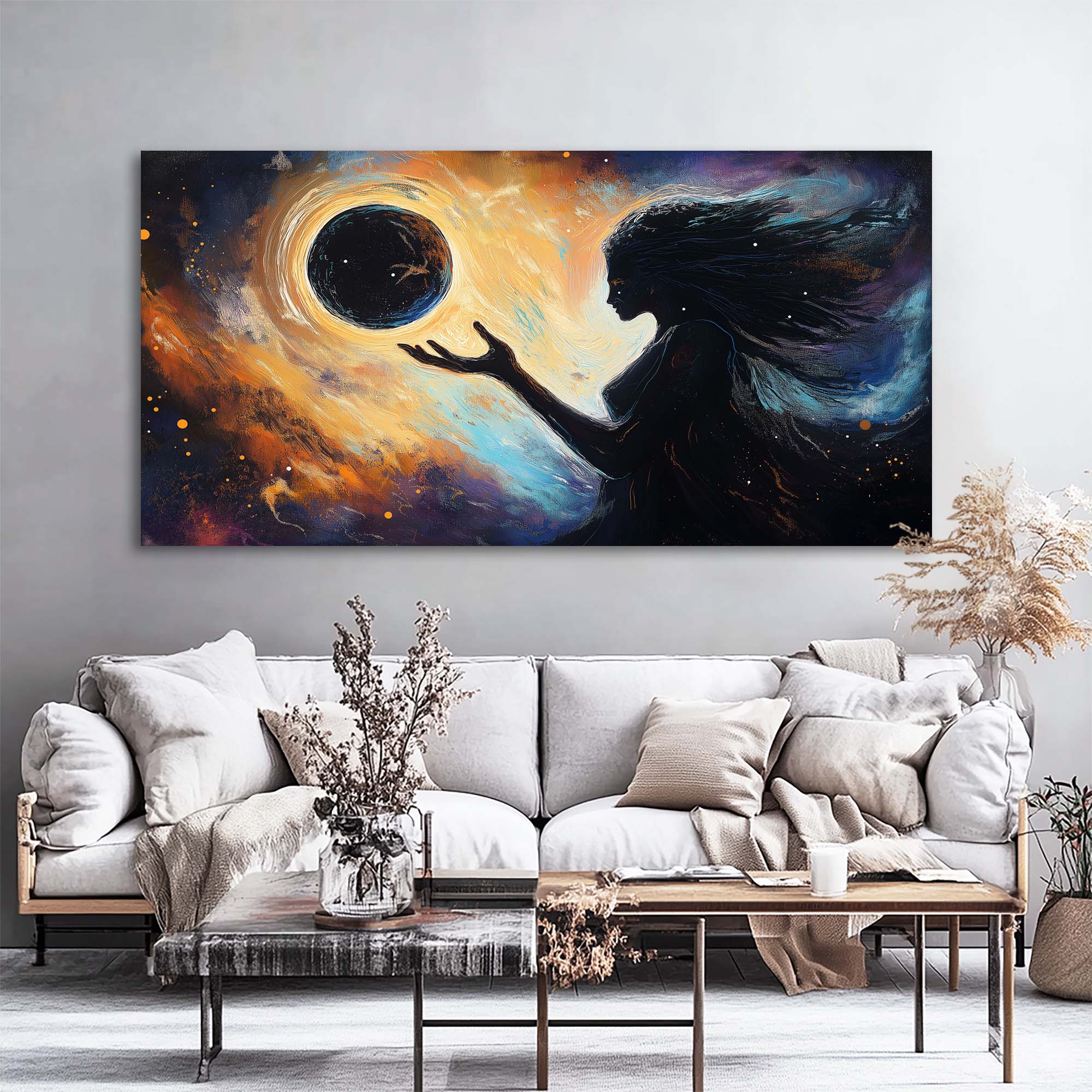Gold Mysterious Horror Wall Art Canvas Painting Prints Artwor Office Bedroom Living Room Decor