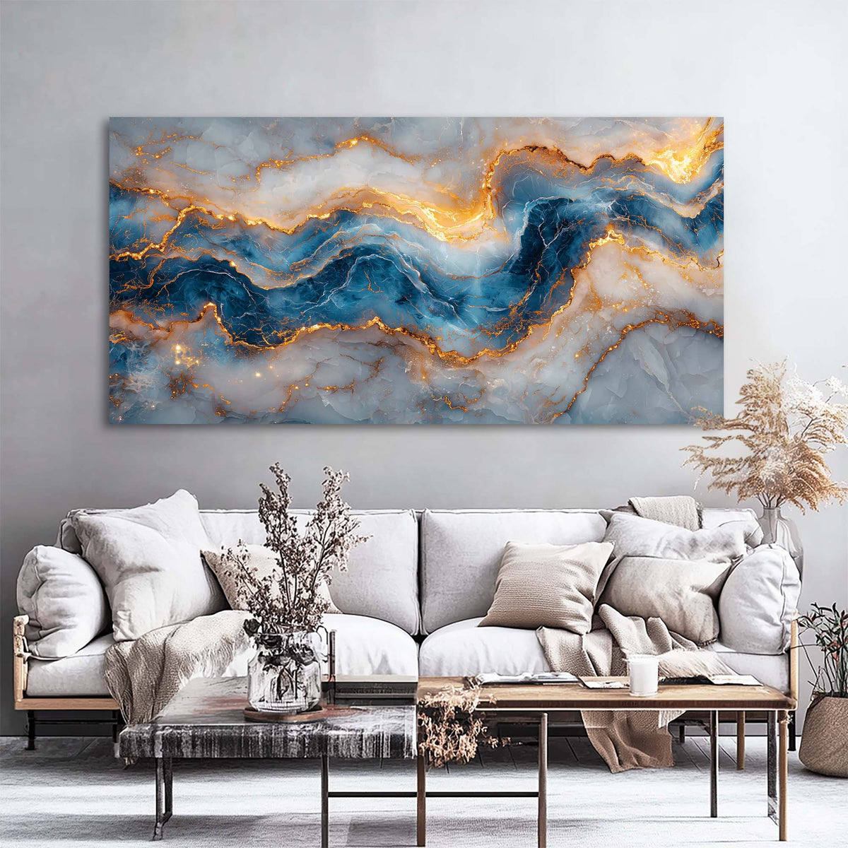 Blue Mysterious Horror Canvas Wall Art for Living Room Prints Artwork Bedroom Office Decor
