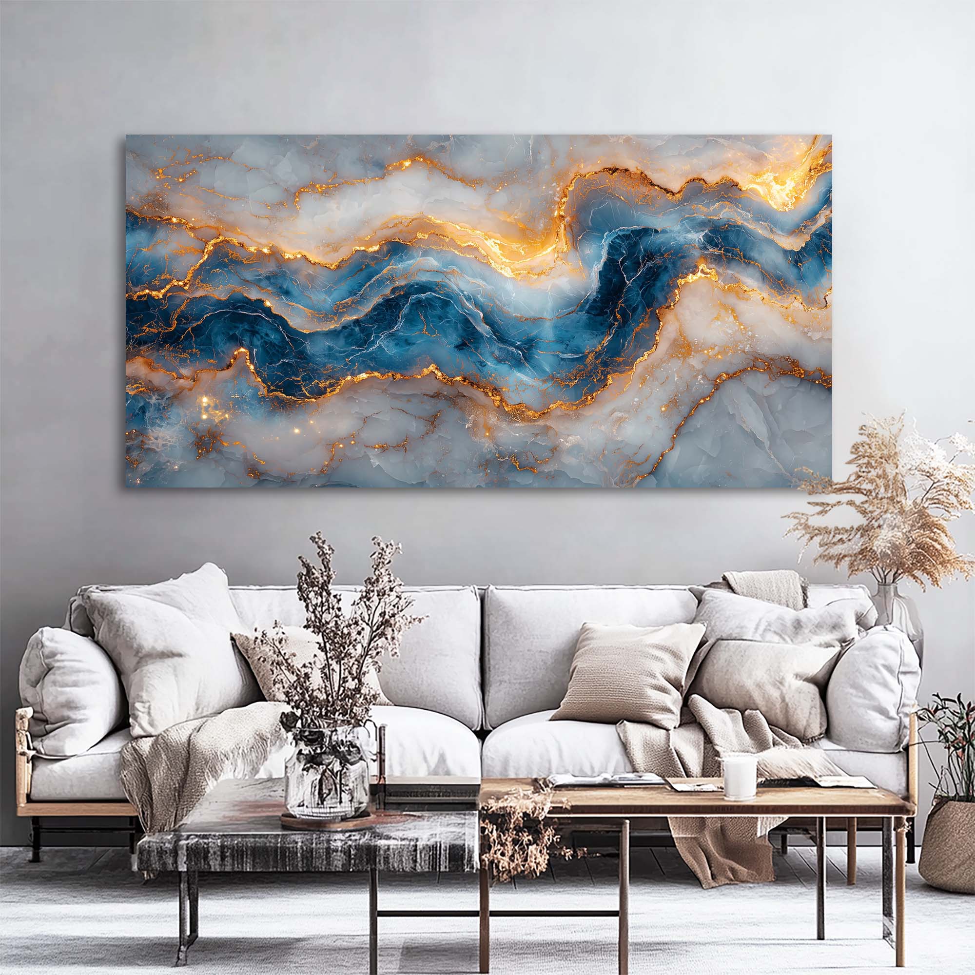 Blue Mysterious Horror Canvas Wall Art for Living Room Prints Artwork Bedroom Office Decor