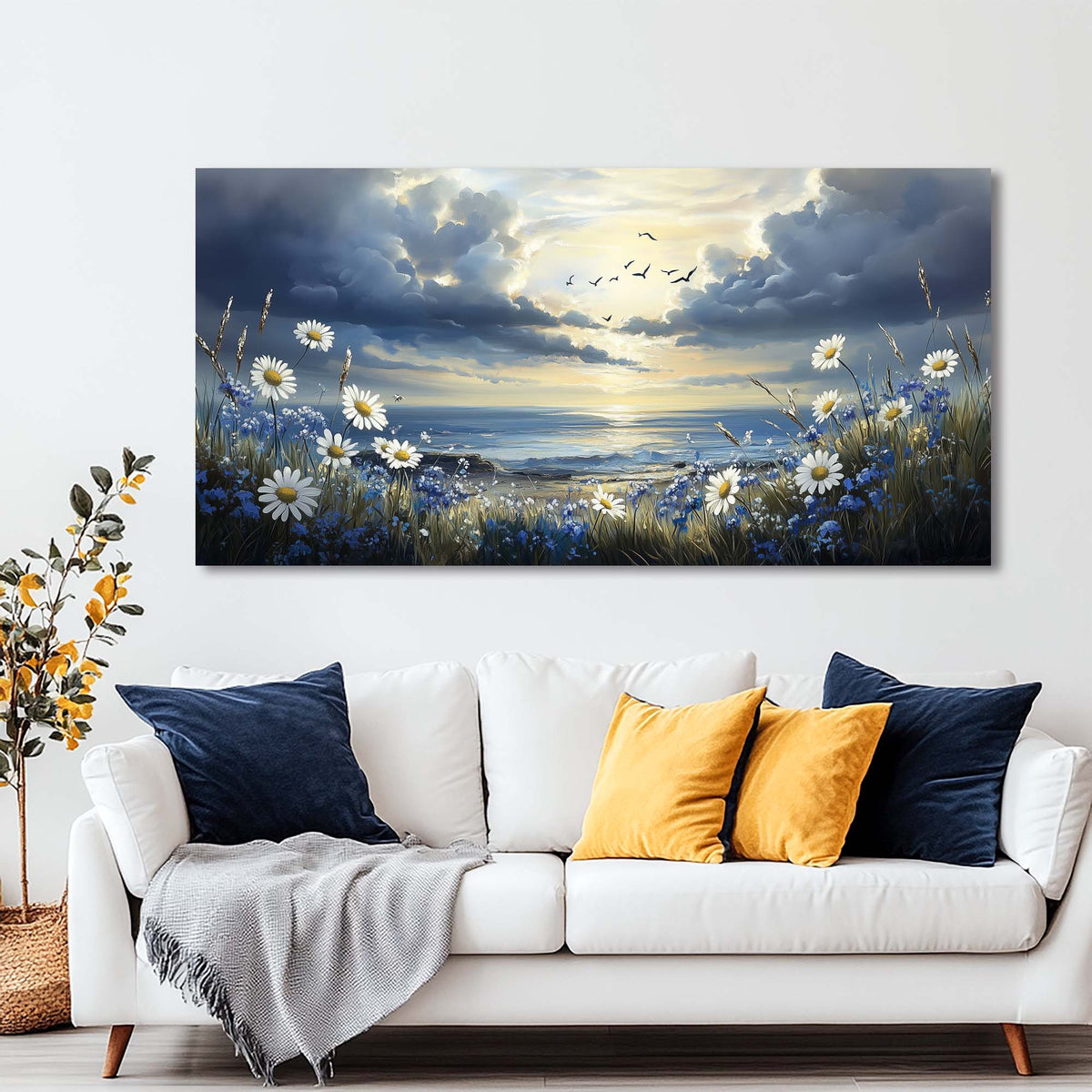 White Nature Wall Art for Living Room Canvas Painting Prints Art Deco Artwork Office Bedroom Decor