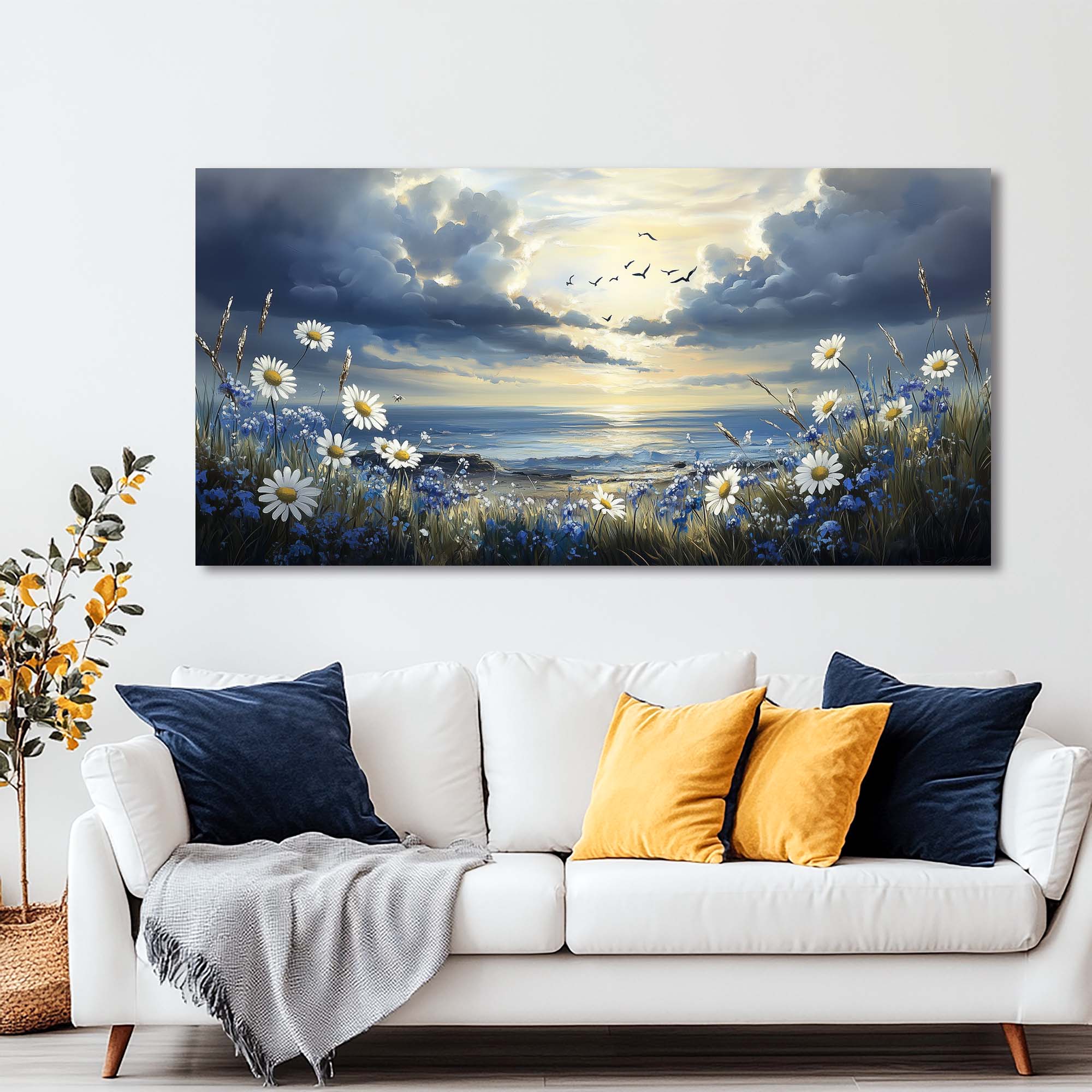 White Nature Wall Art for Living Room Canvas Painting Prints Art Deco Artwork Office Bedroom Decor