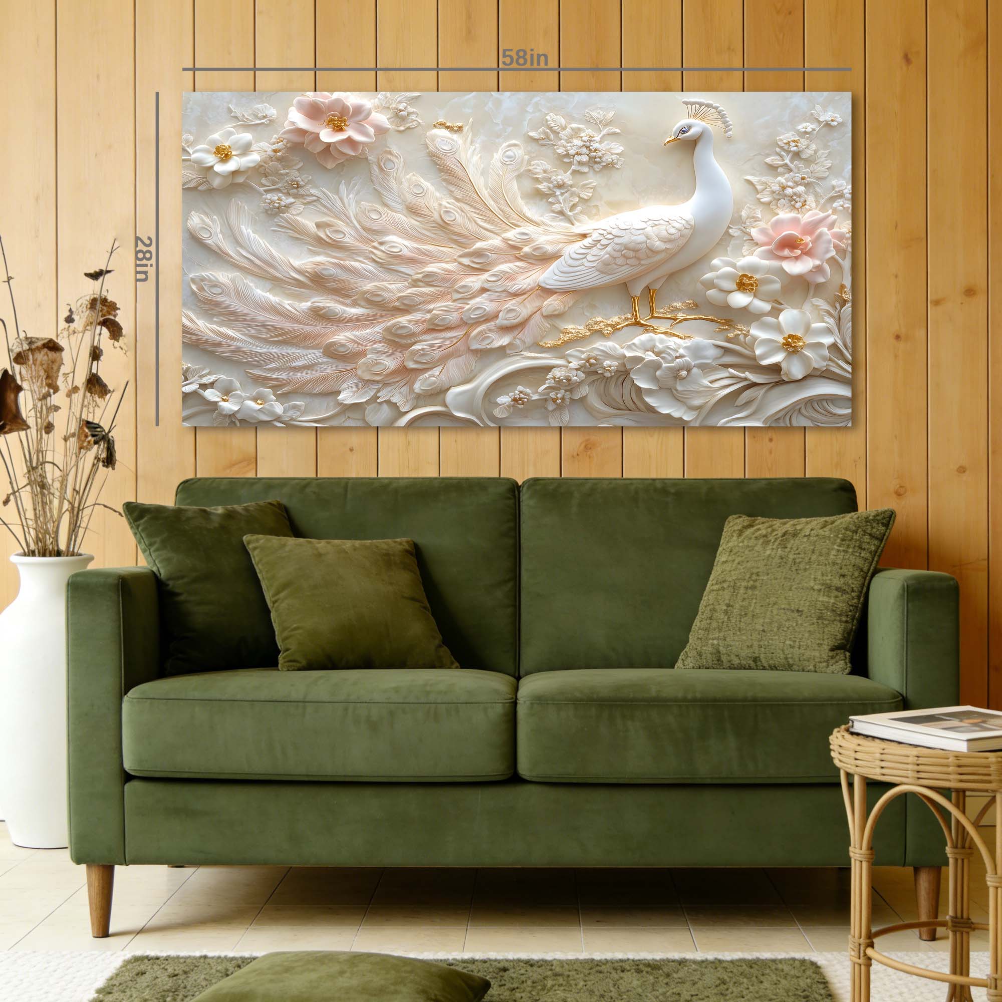 Beige Oriental Floral Canvas Wall Art