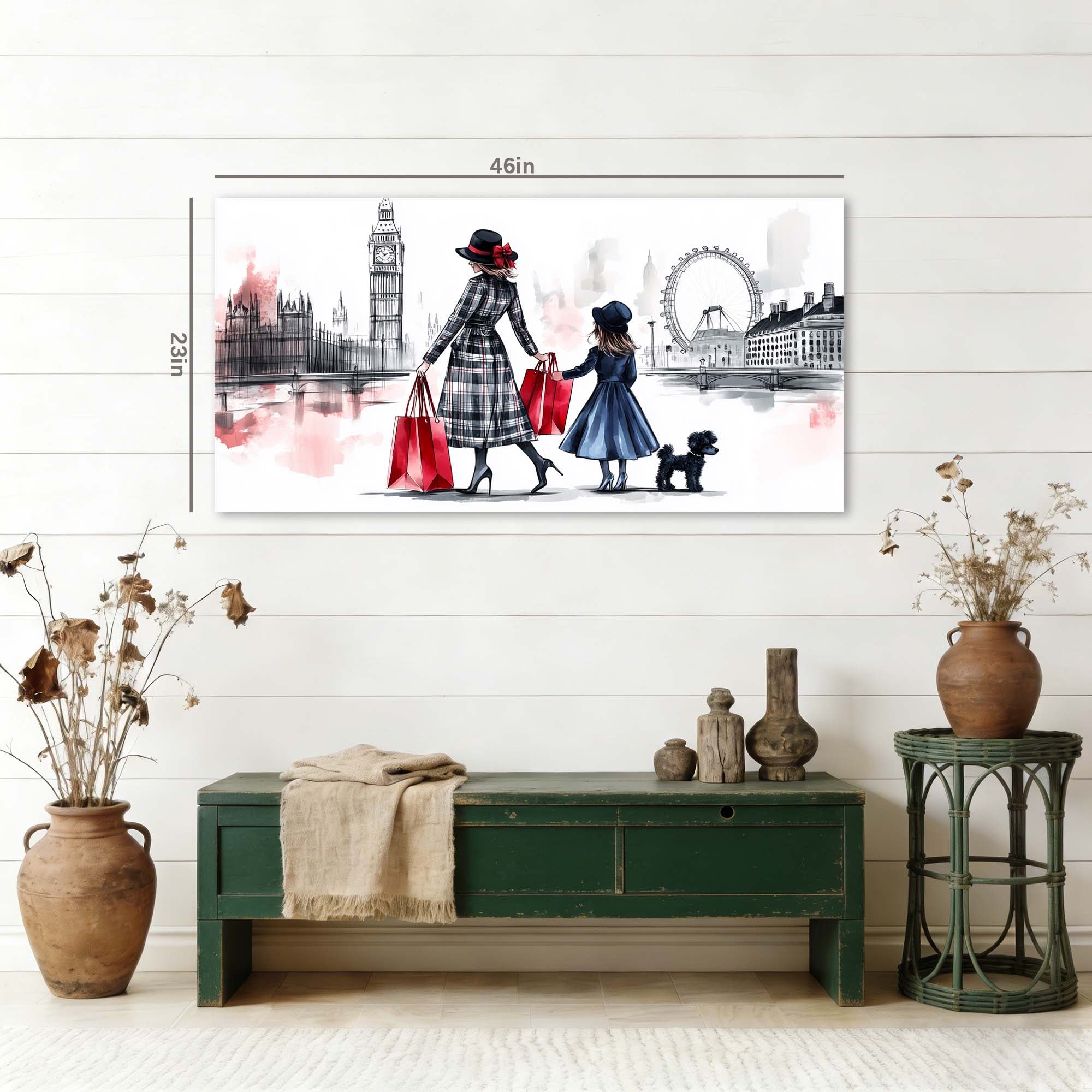 Red Urban Map Canvas Wall Art