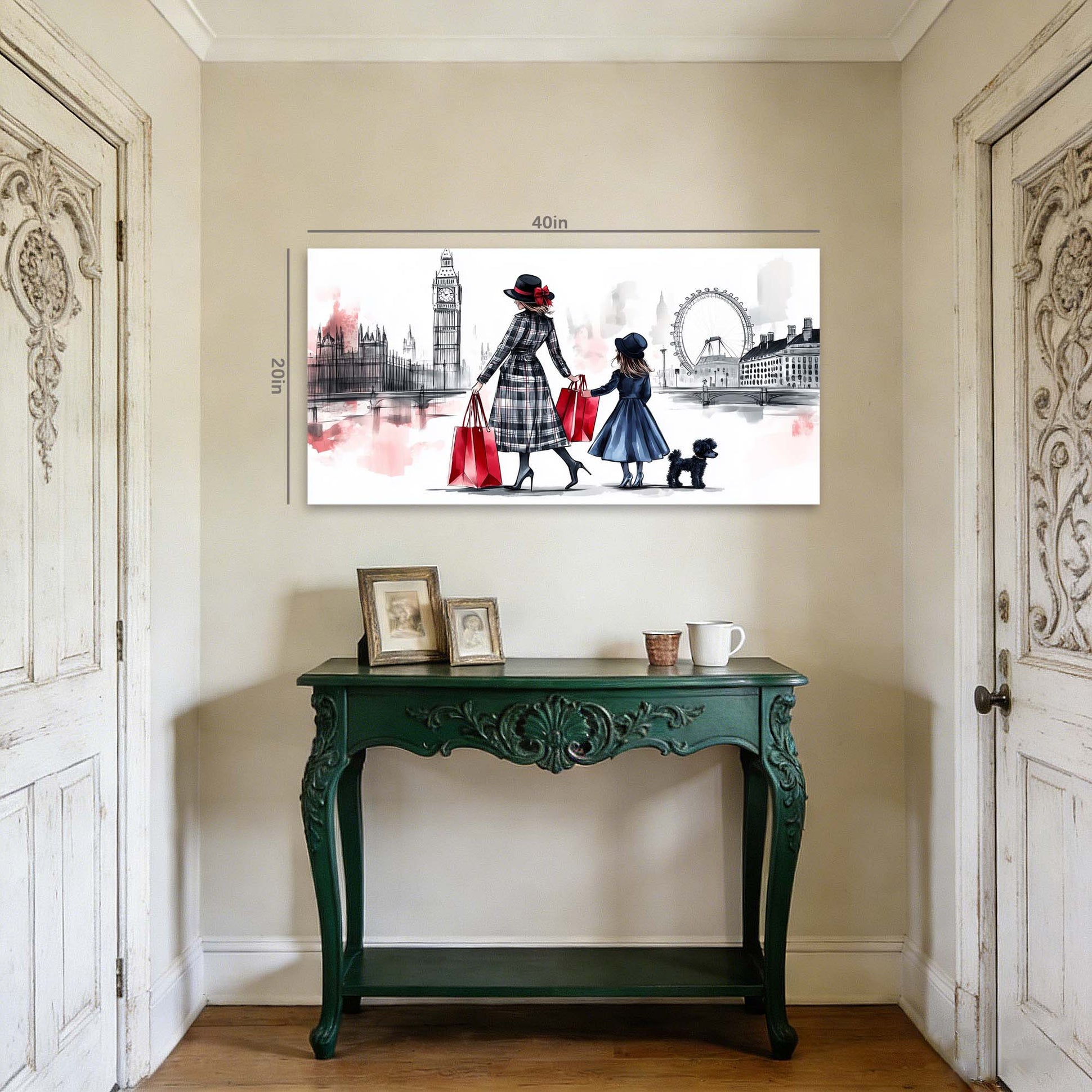Red Urban Map Canvas Wall Art