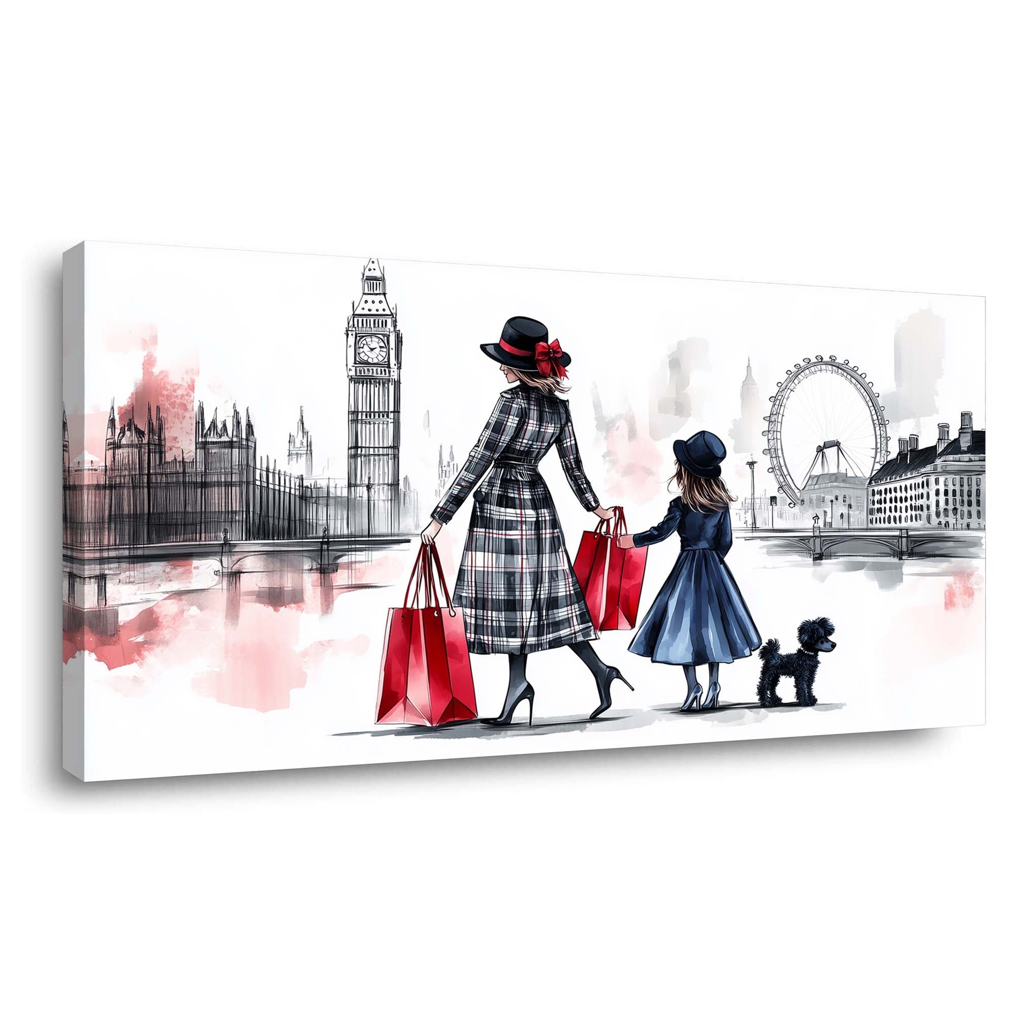 Red Urban Map Canvas Wall Art