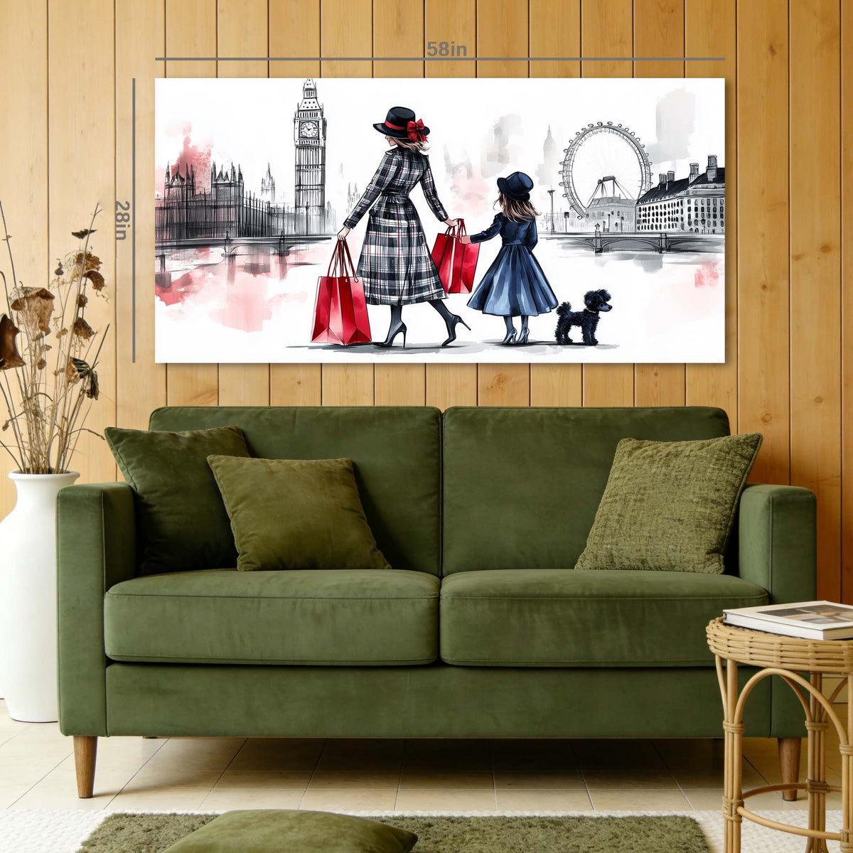 Red Urban Map Canvas Wall Art