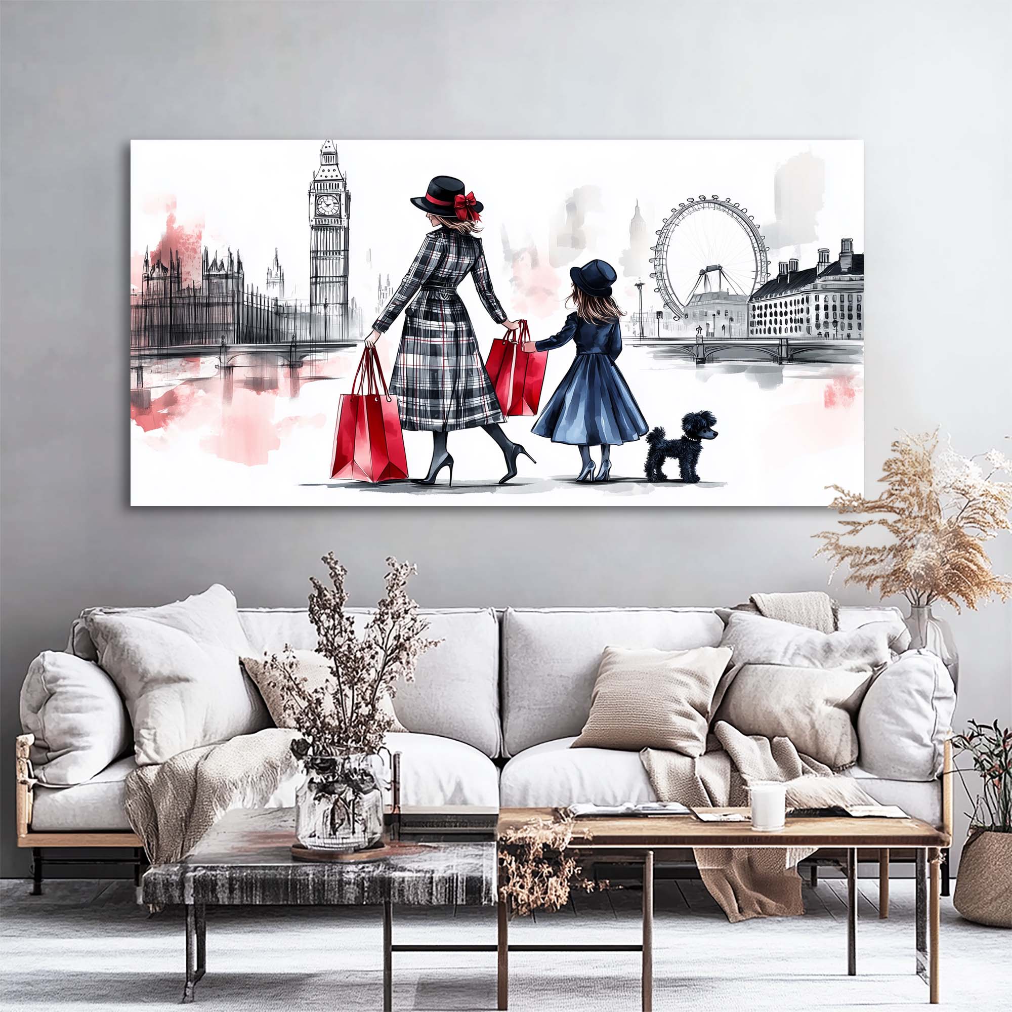 Red Urban Map Canvas Wall Art