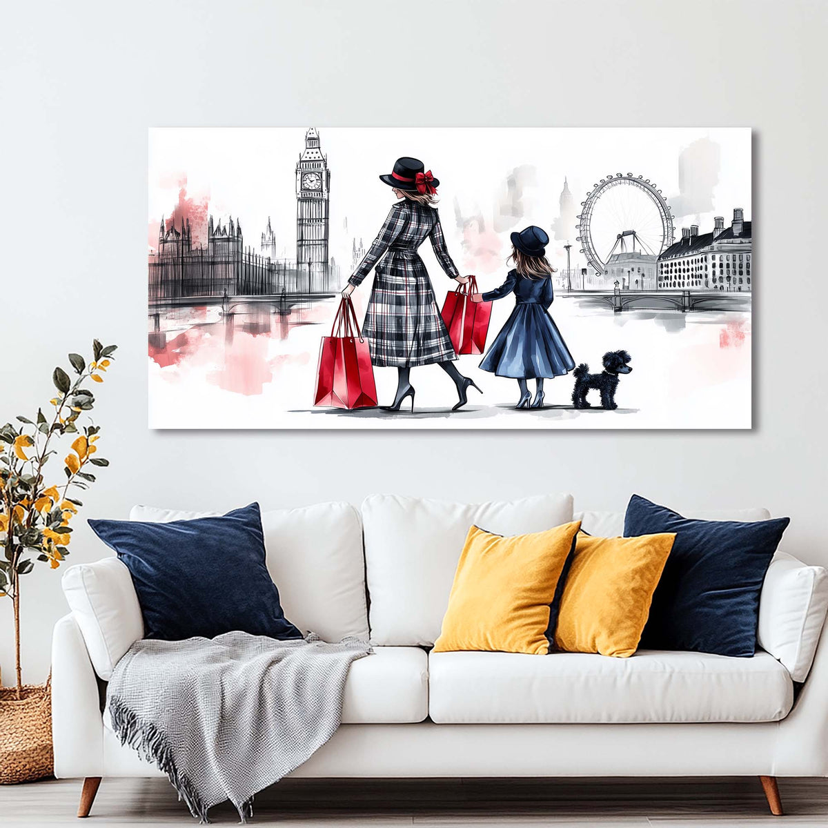 Red Urban Map Canvas Wall Art